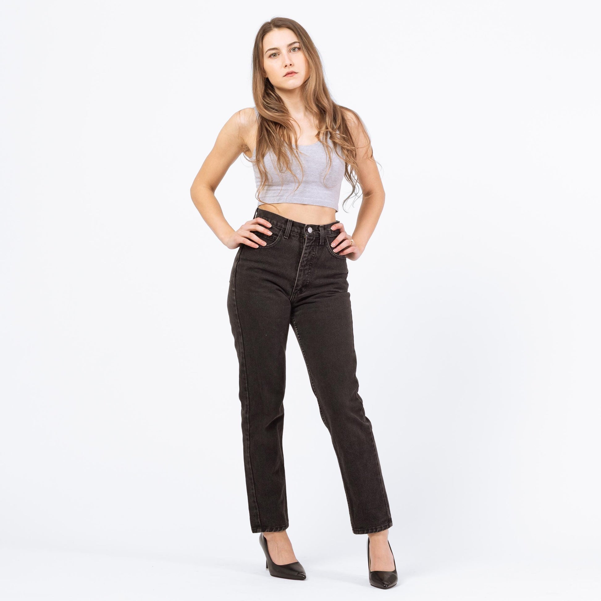 Vintage 90s Guess Black High Waisted Jeans - Extra Small, 24" | Denim Mom Jeans