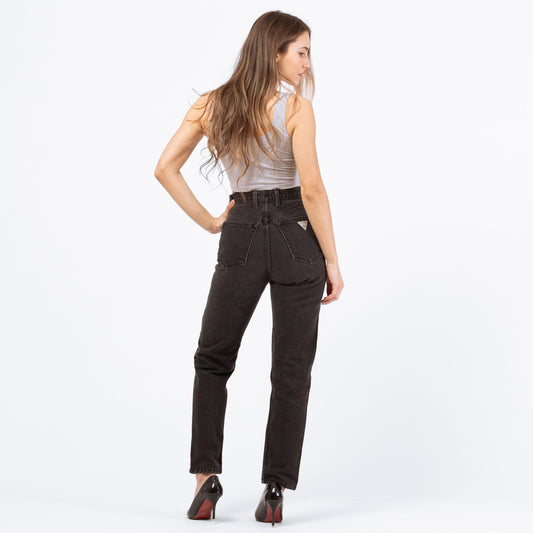 Vintage 90s Guess Black High Waisted Jeans - Extra Small, 24" | Denim Mom Jeans