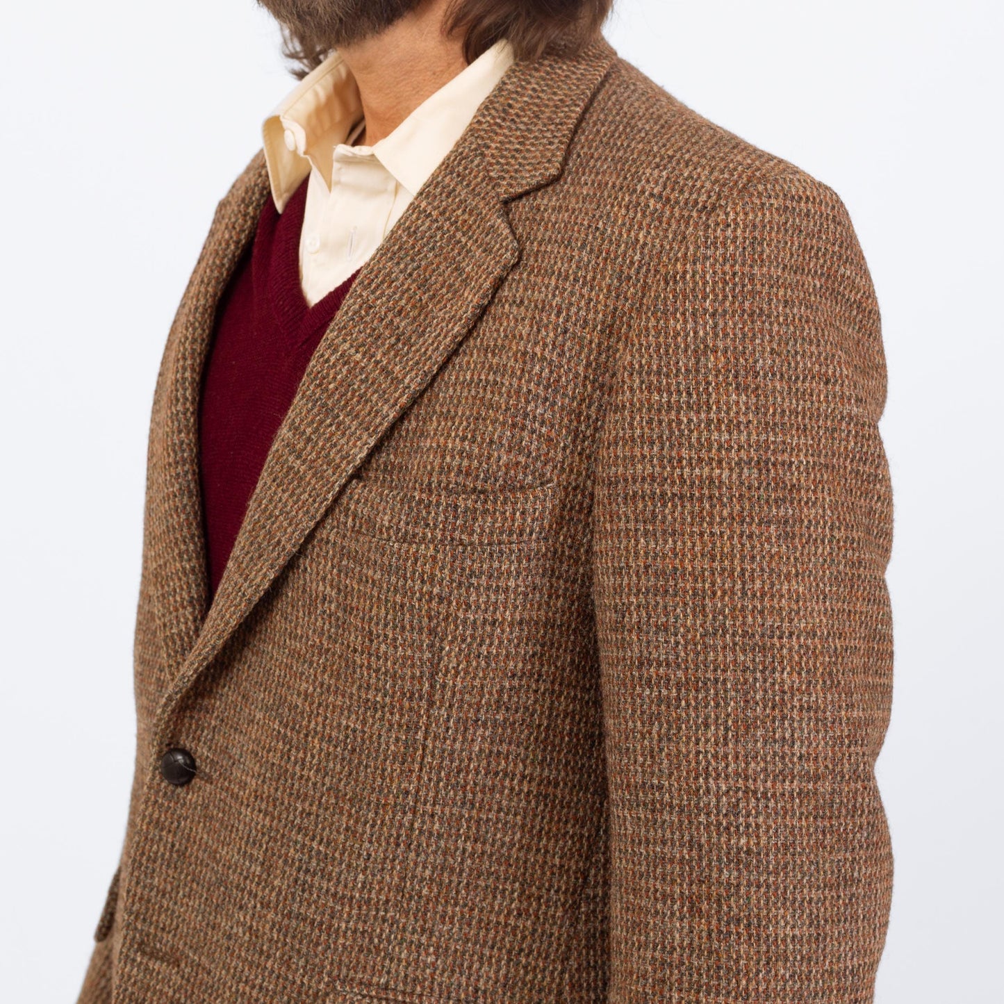 Vintage 70s Brown Harris Tweed Sport Coat - Medium | Preppy Single Breasted Blazer Suit Jacket