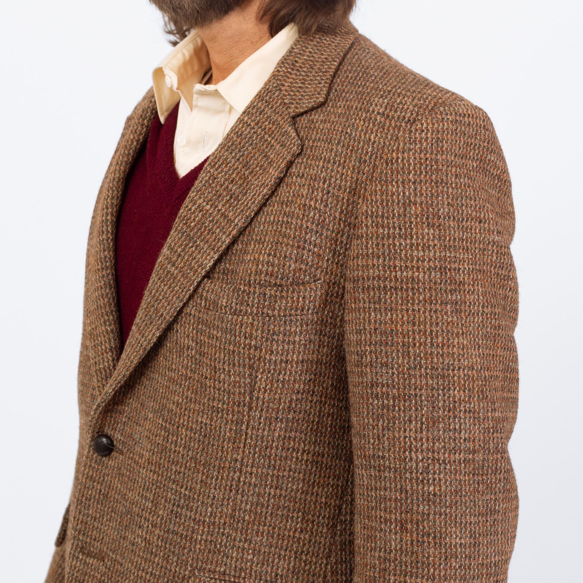 Vintage 70s Brown Harris Tweed Sport Coat - Medium | Preppy Single Breasted Blazer Suit Jacket