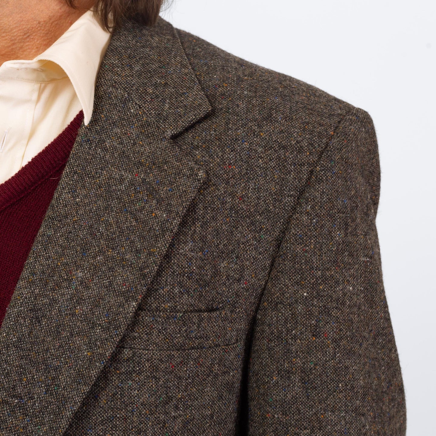 Vintage 90s Grey Tweed Elbow Patch Sport Coat - Large, Size 43 | Preppy Single Breasted Suede Trim Blazer Suit Jacket