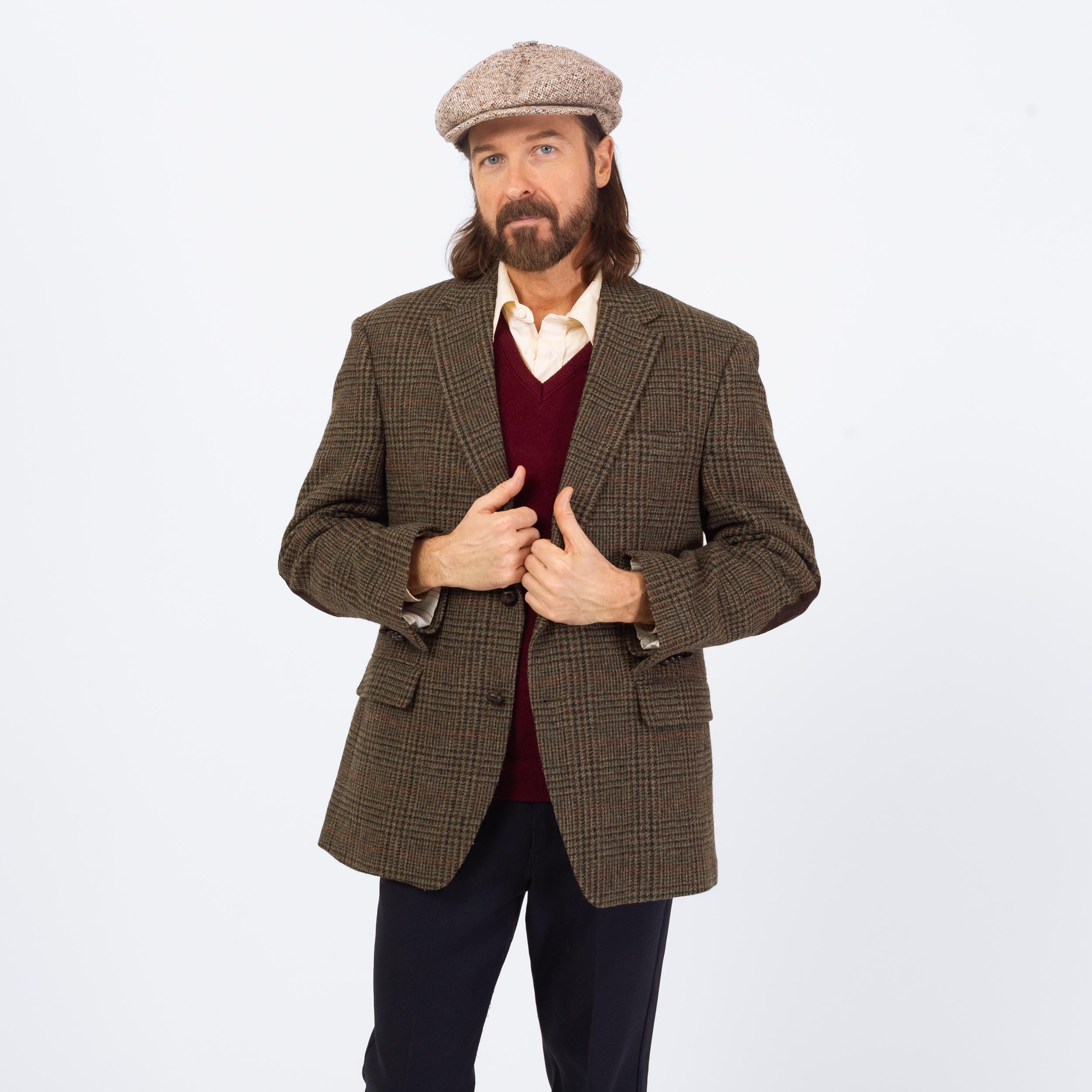 Vintage 90s Ralph Lauren Tweed Elbow Patch Sport Coat - Large