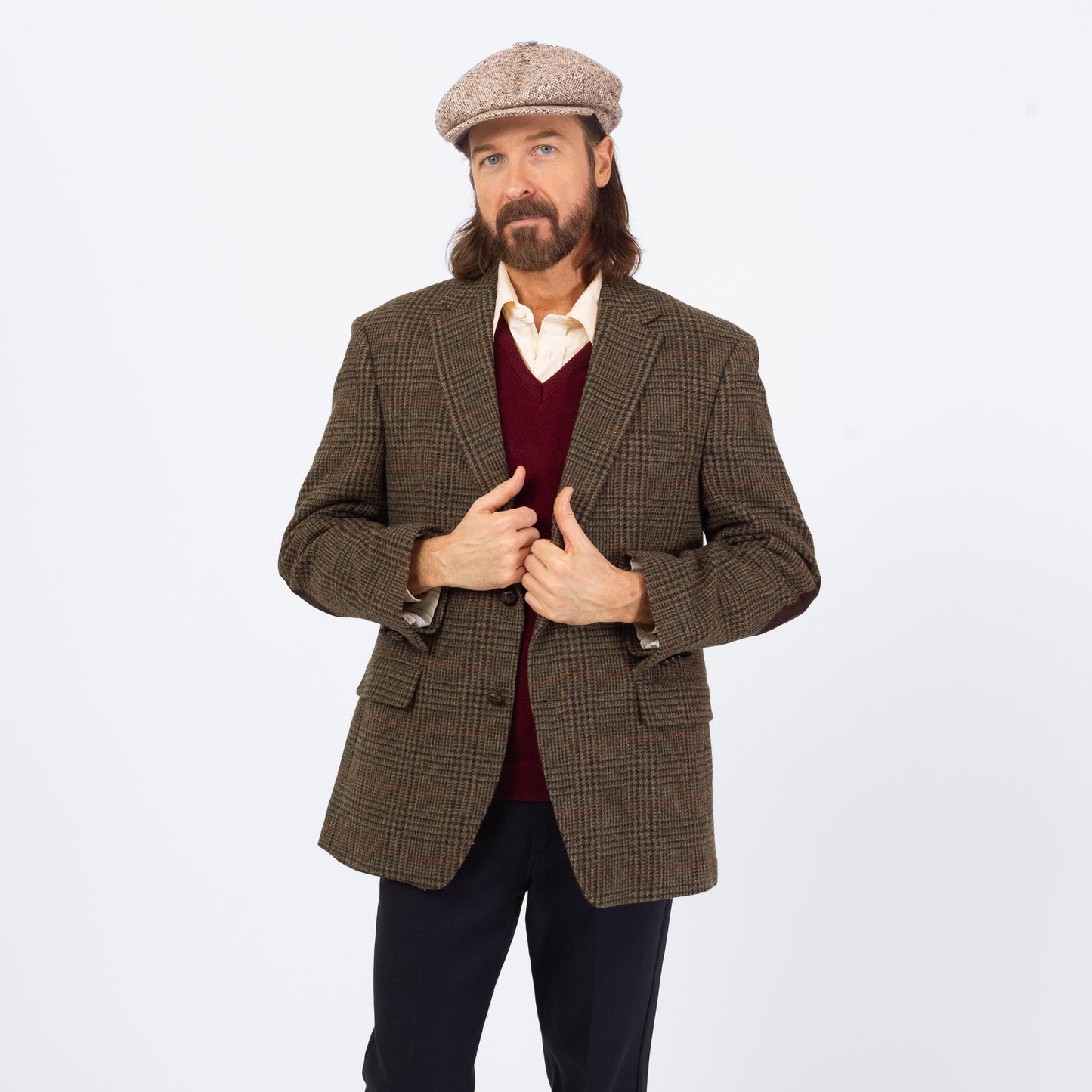 Vintage 90s Ralph Lauren Tweed Elbow Patch Sport Coat - Large, Size 42 | Preppy Single Breasted Suede Trim Blazer Suit Jacket