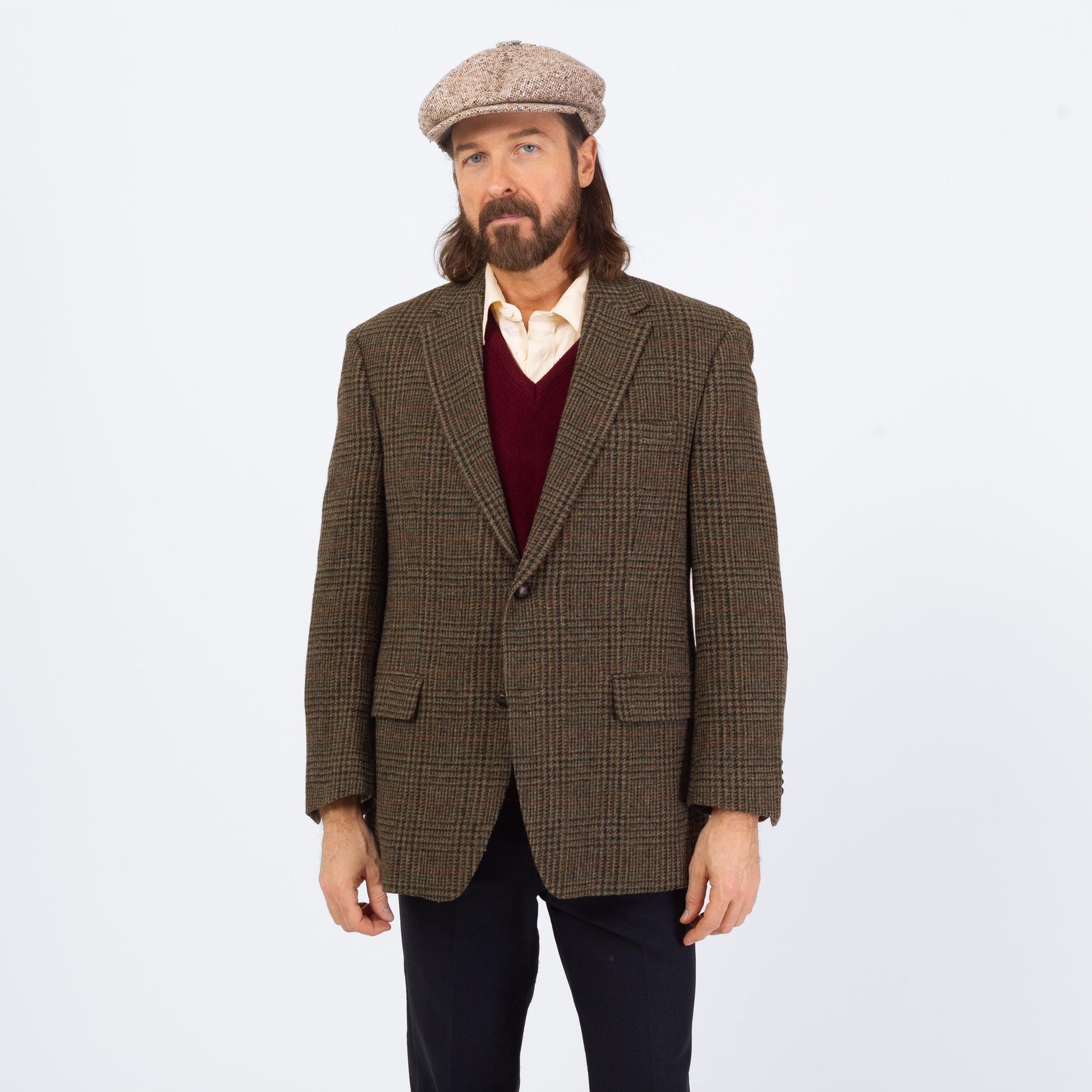 Vintage 90s Ralph Lauren Tweed Elbow Patch Sport Coat - Large, Size 42 | Preppy Single Breasted Suede Trim Blazer Suit Jacket