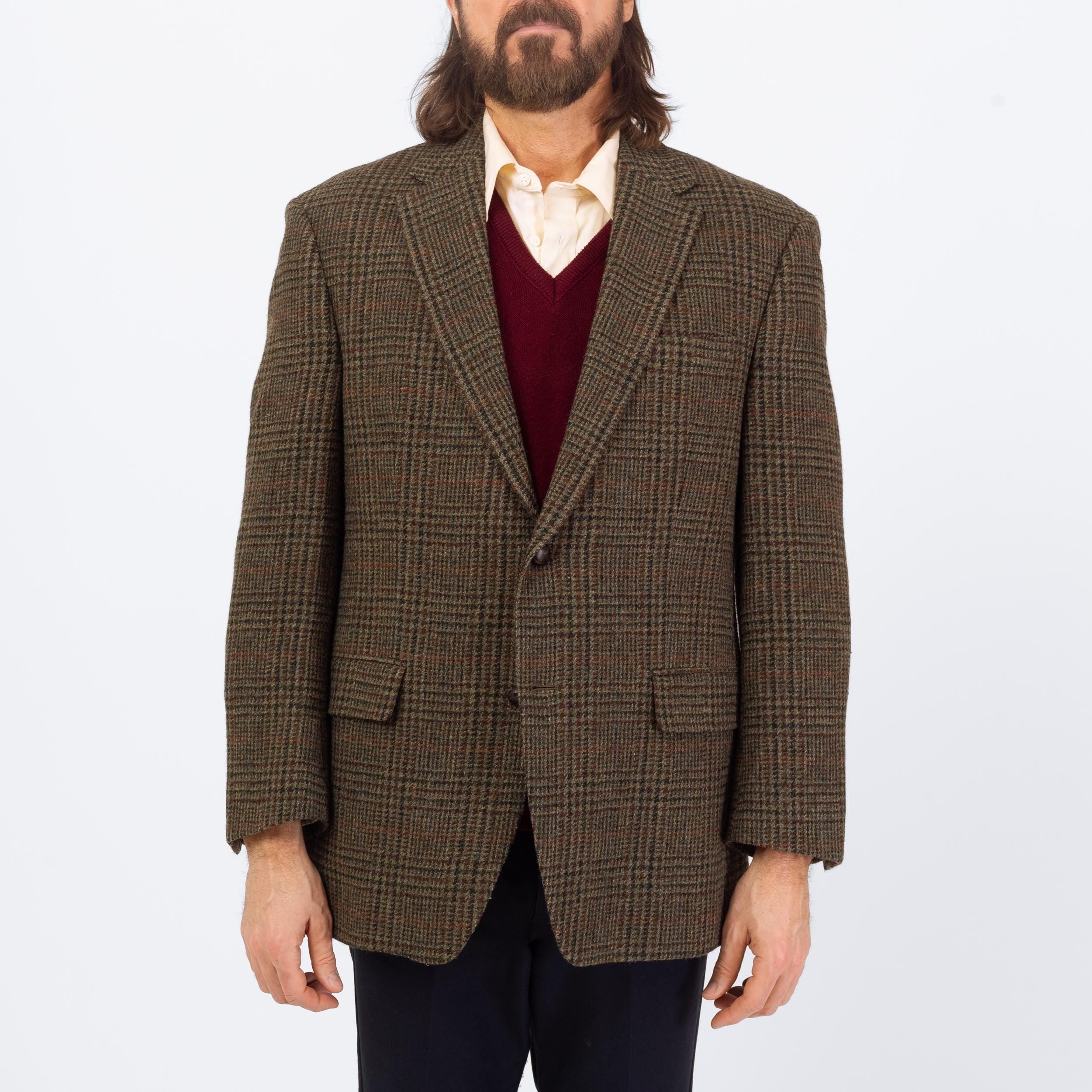 Vintage 90s Ralph Lauren Tweed Elbow Patch Sport Coat - Large