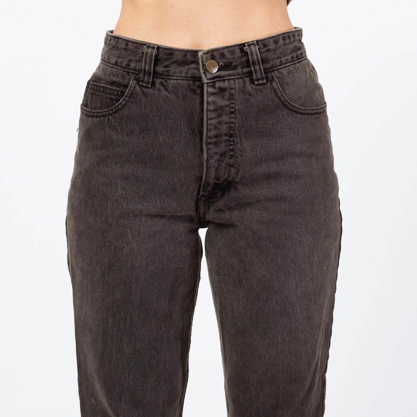 Vintage 90s Guess High Waisted Faded Black Ankle Zip Jeans - Petite Small, 26" | Denim Mom Jeans