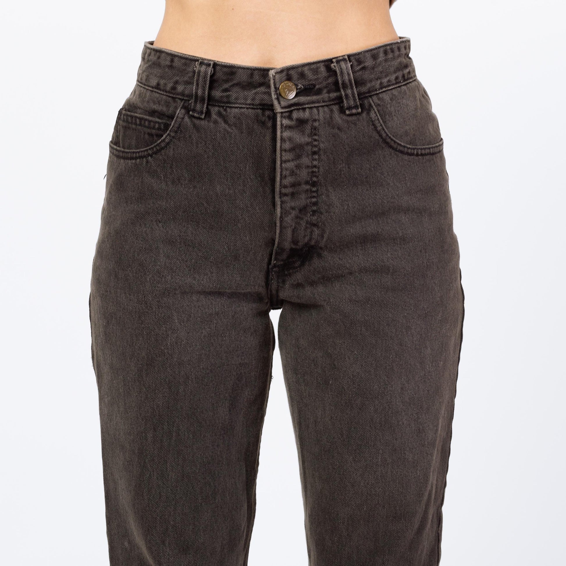Vintage 90s Guess High Waisted Faded Black Ankle Zip Jeans - Petite Small, 26" | Denim Mom Jeans