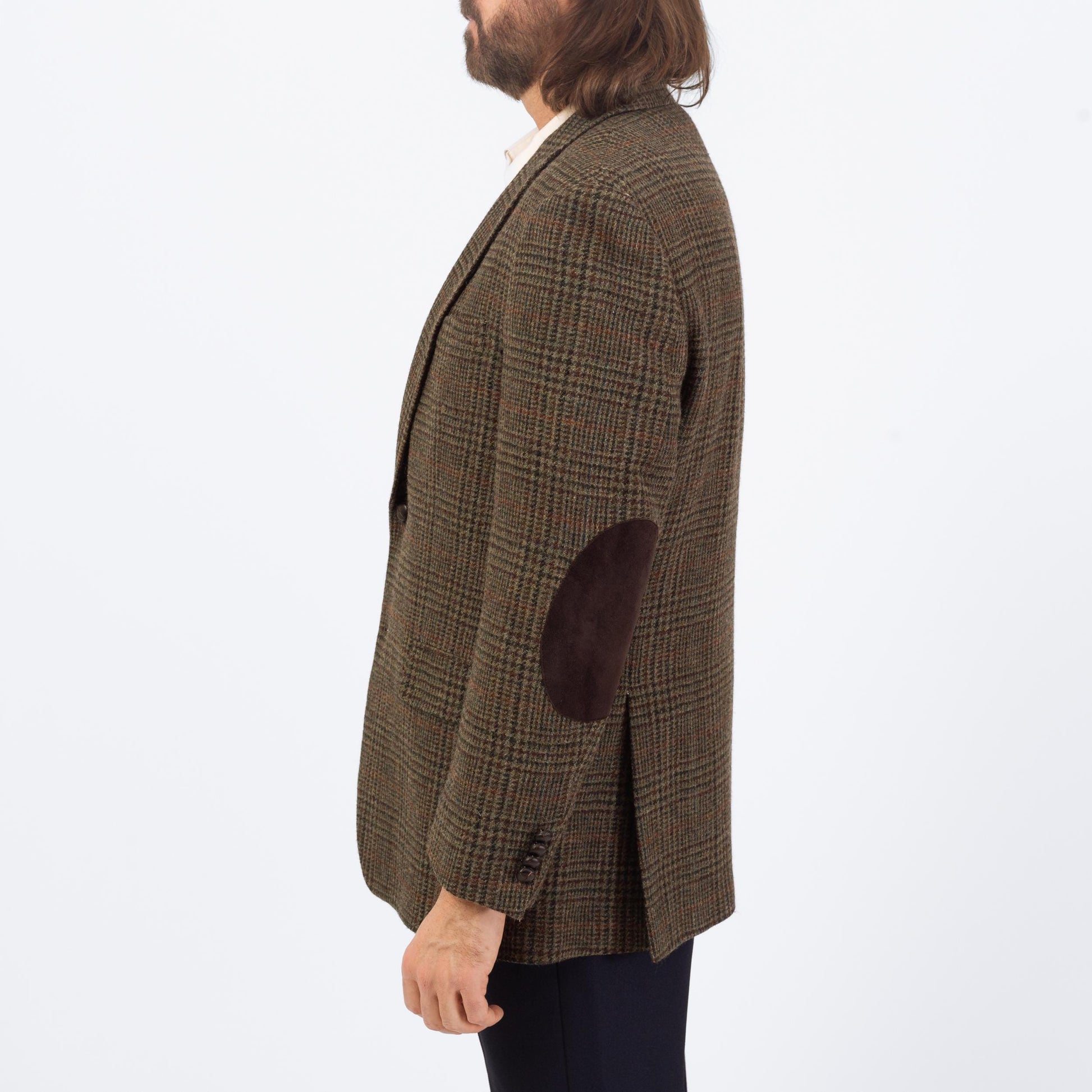 Vintage 90s Ralph Lauren Tweed Elbow Patch Sport Coat - Large, Size 42 | Preppy Single Breasted Suede Trim Blazer Suit Jacket