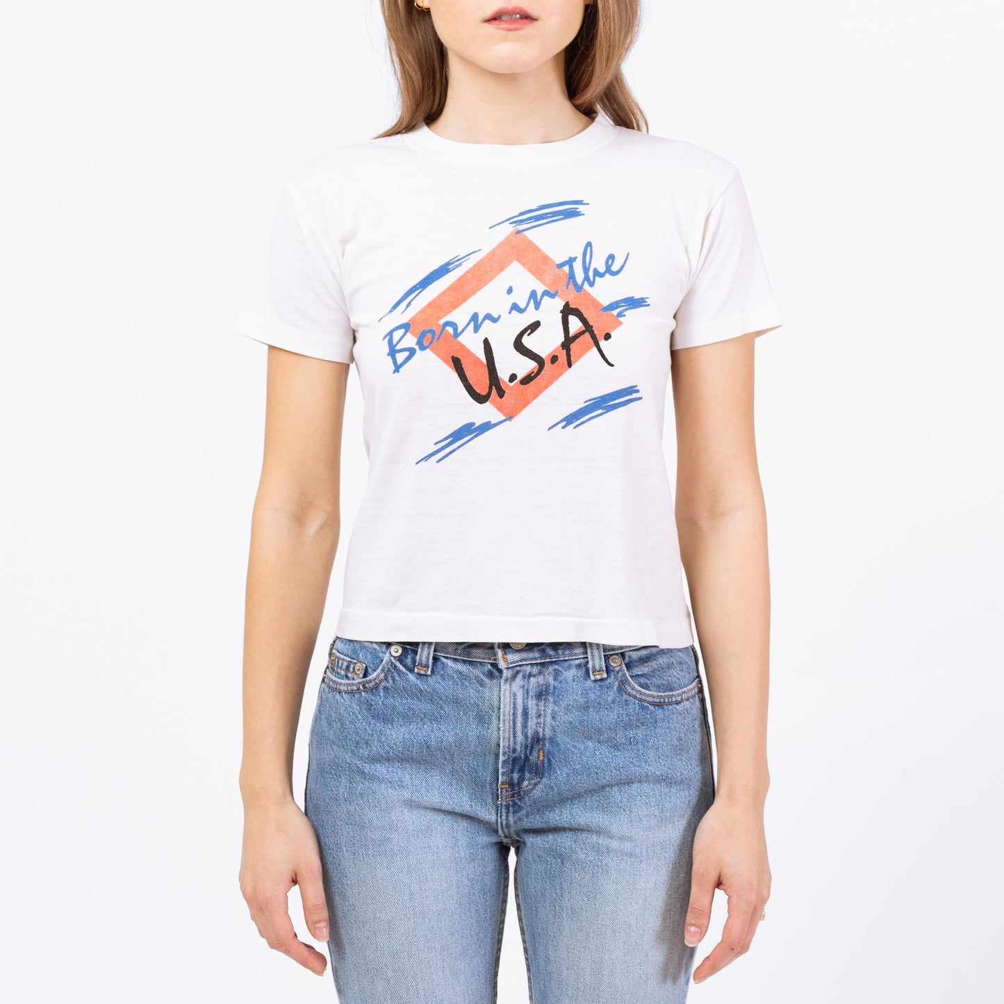 Vintage 80s Bruce Springsteen Born In The USA T Shirt - Extra Small | Rare Rock Music Cropped Band Tee