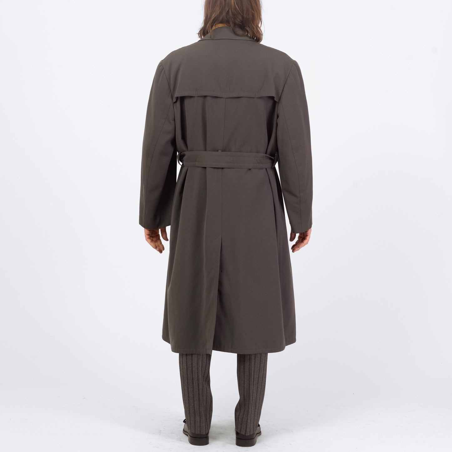 Vintage 60s Dove Grey Wool Belted Military Trench Coat - Extra Large | Bulag Munchen German Army Lined Overcoat Long Jacket