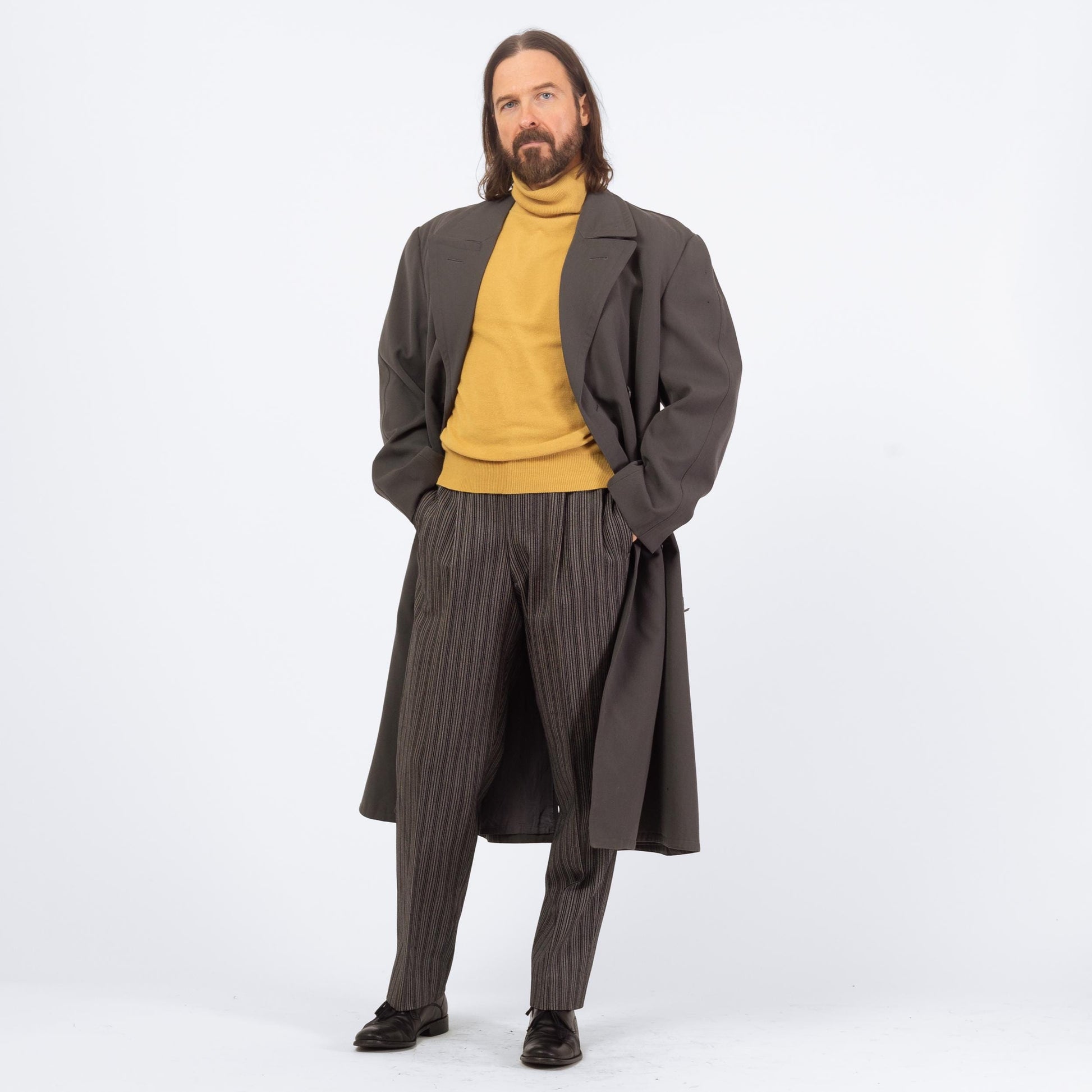 Vintage 60s Dove Grey Wool Belted Military Trench Coat - Extra Large | Bulag Munchen German Army Lined Overcoat Long Jacket