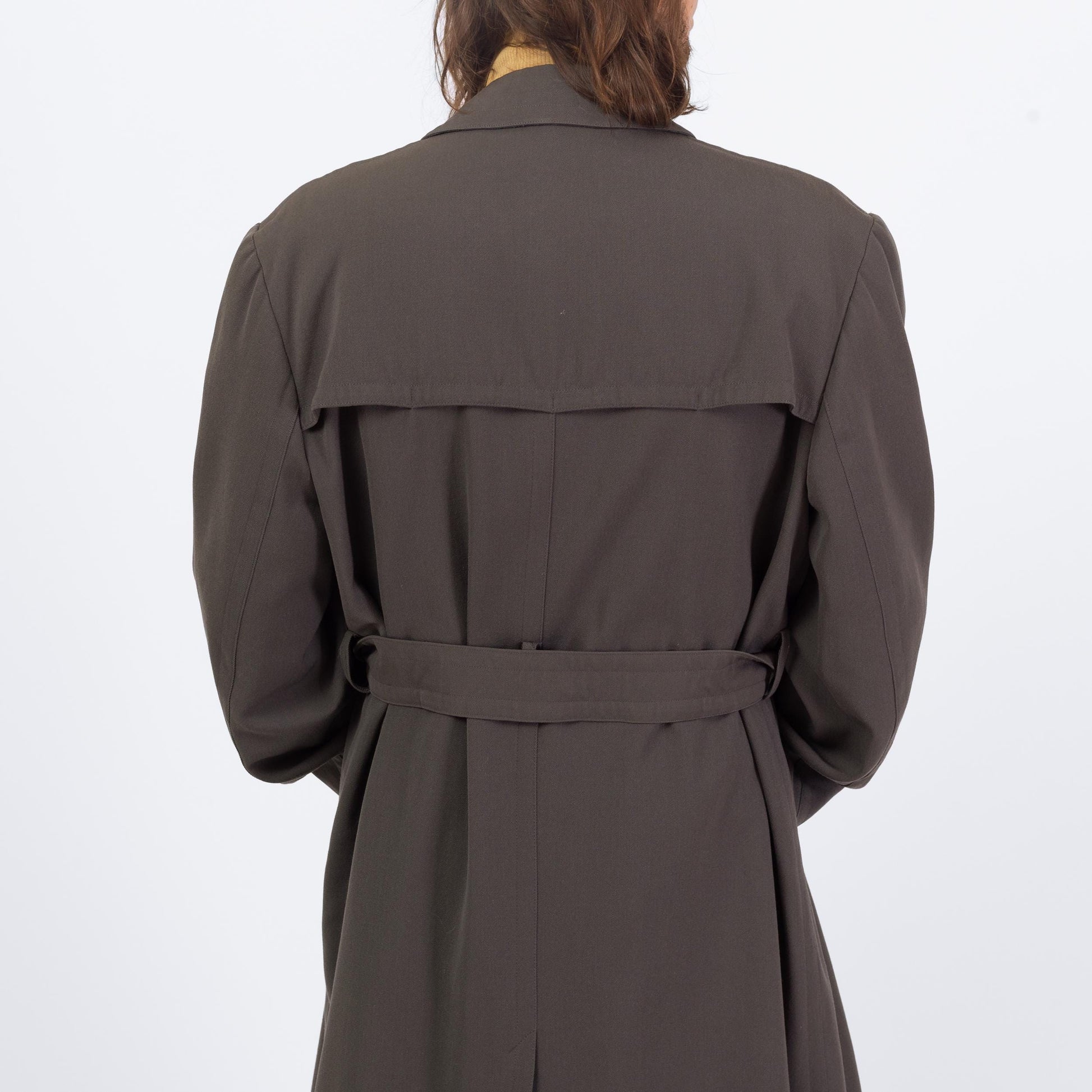 Vintage 60s Dove Grey Wool Belted Military Trench Coat - Extra Large | Bulag Munchen German Army Lined Overcoat Long Jacket