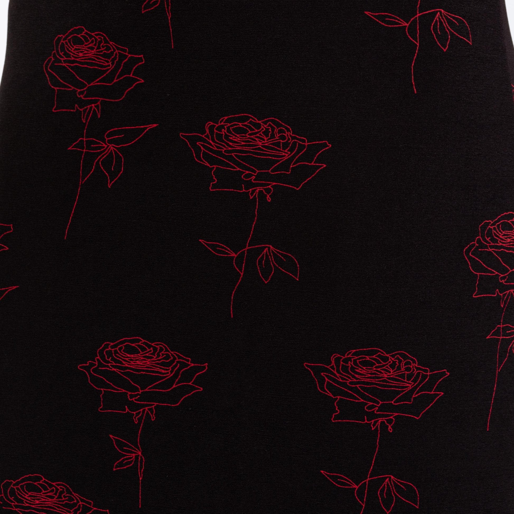 Vintage 90s Black & Red Gothic Floral Slinky Maxi Dress - Medium to Large | Stretchy Rose Print Dress