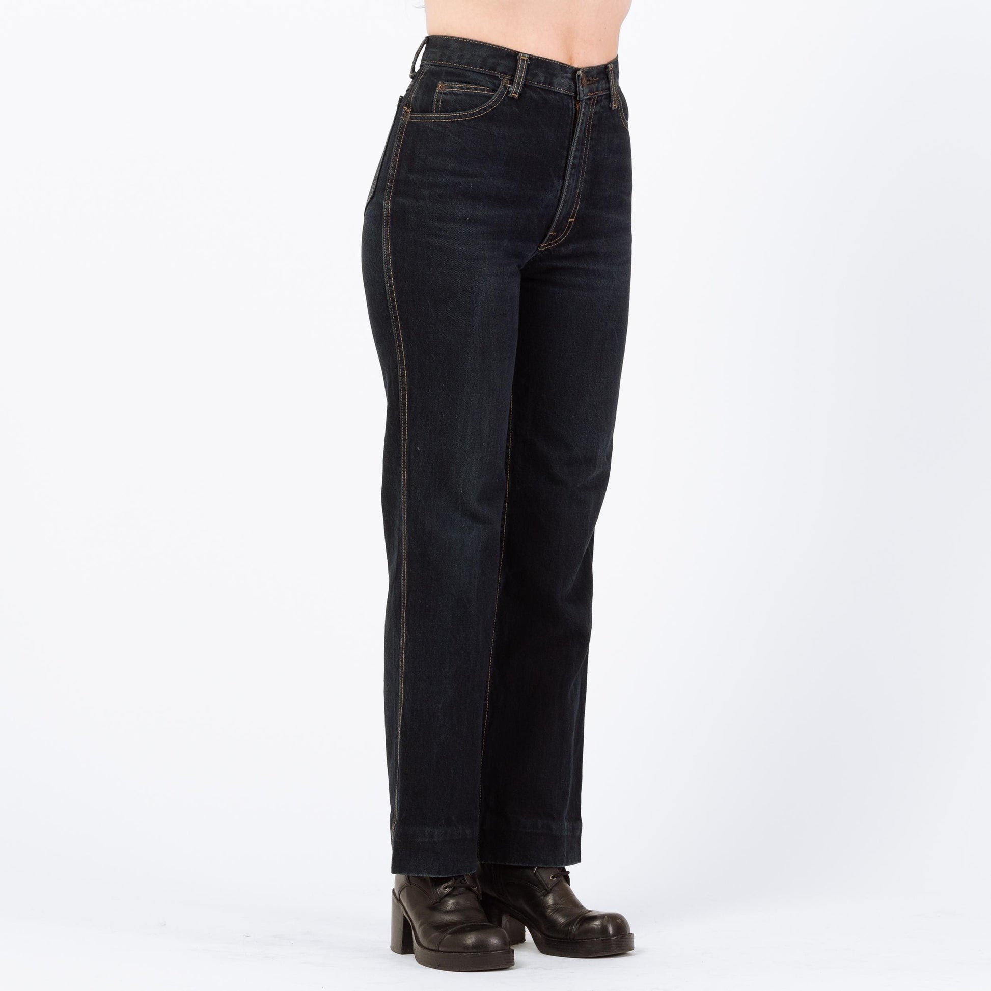 Vintage 70s 80s Calvin Klein High Waisted Jeans - Small, 26" | Dark Wash Denim Slim Straight Leg Jeans