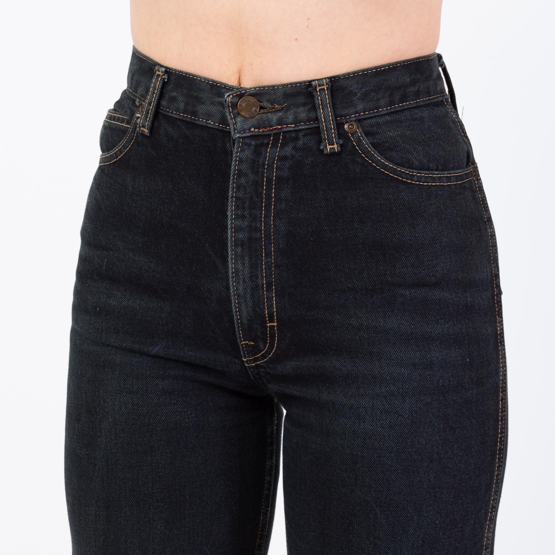 Vintage 70s 80s Calvin Klein High Waisted Jeans - Small, 26" | Dark Wash Denim Slim Straight Leg Jeans