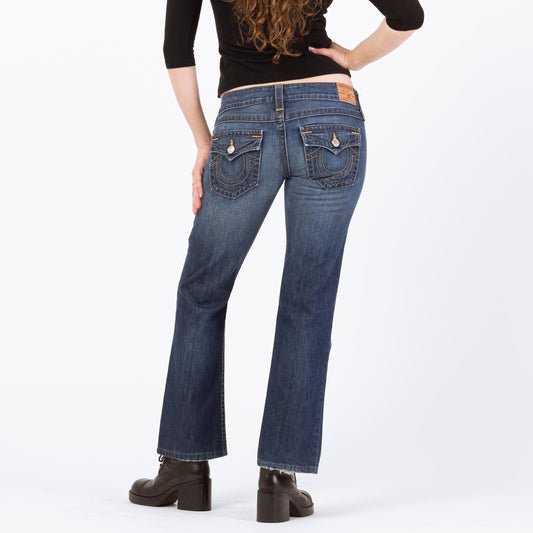 Vintage Y2K True Religion Becky Low Rise Bootcut Jeans - Medium | 2000s Dark Wash Denim