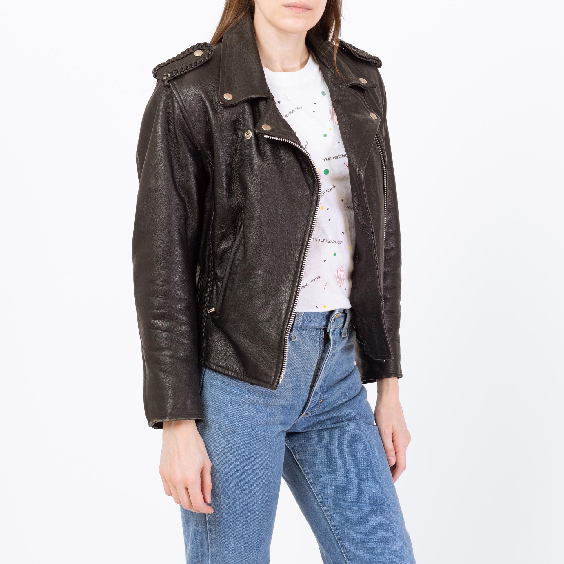 Vintage 90s Black Leather Harley Moto Jacket - Extra Small | Women's Cropped Motorcycle Biker Coat