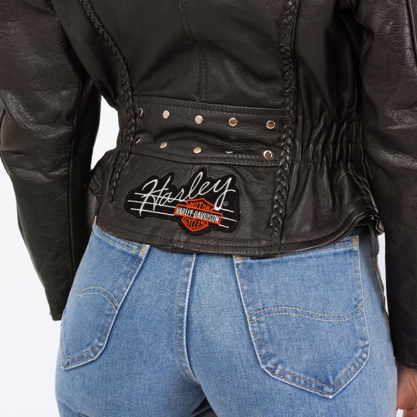 Vintage 90s Black Leather Harley Moto Jacket - Extra Small | Women's Cropped Motorcycle Biker Coat
