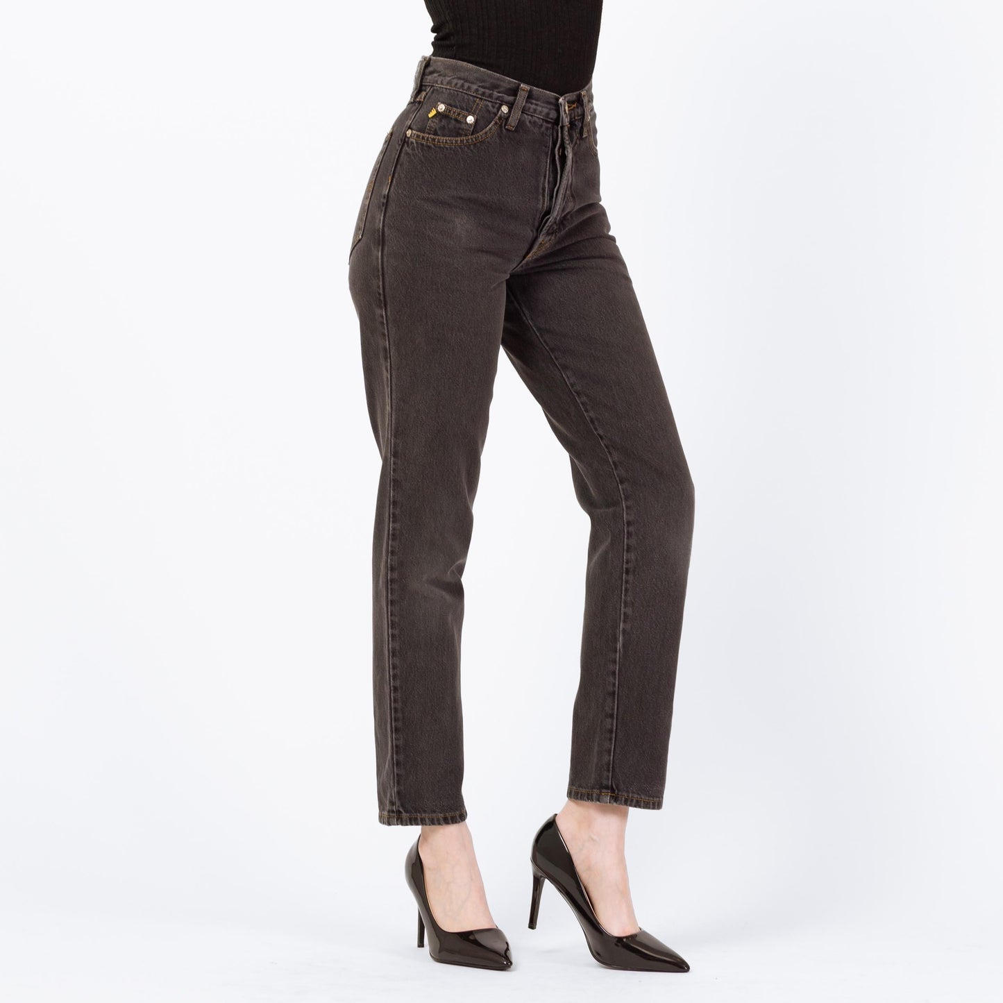 Vintage 90s Esprit Faded Black High Waisted Jeans - XS to Small, 26" | Slim Straight Leg Denim