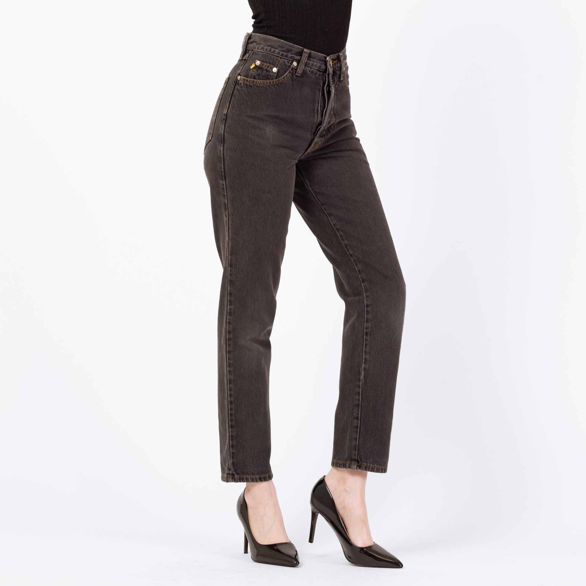 Vintage 90s Esprit Faded Black High Waisted Jeans - XS to Small, 26" | Slim Straight Leg Denim