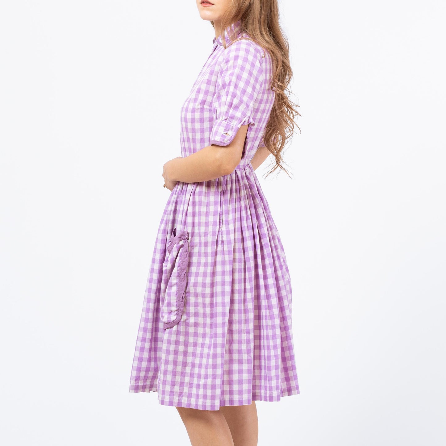 Vintage 50s Purple Gingham Fit & Flare Dress - XXS | Retro 1950s Midi Day Dress