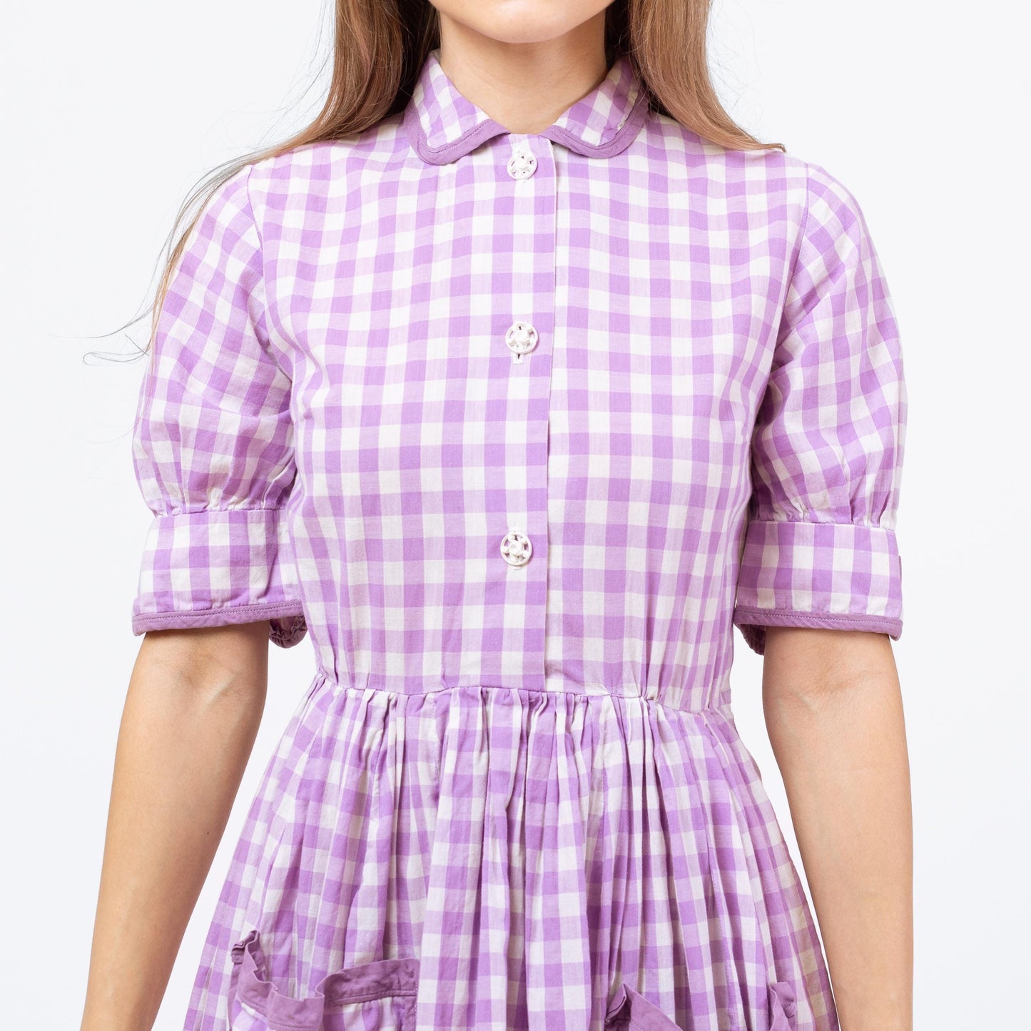 Vintage 50s Purple Gingham Fit & Flare Dress - XXS | Retro 1950s Midi Day Dress