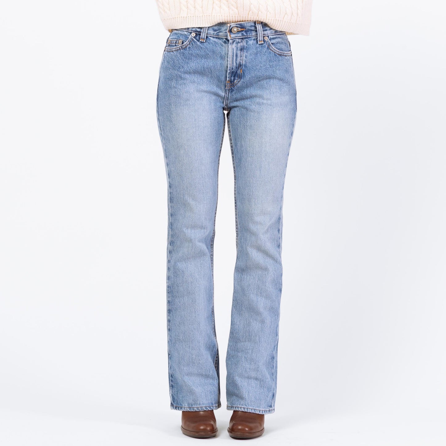 Vintage Y2K Light Wash Mid Rise Bootcut Jeans – Extra Small | 2000s Faded Denim Low Riders
