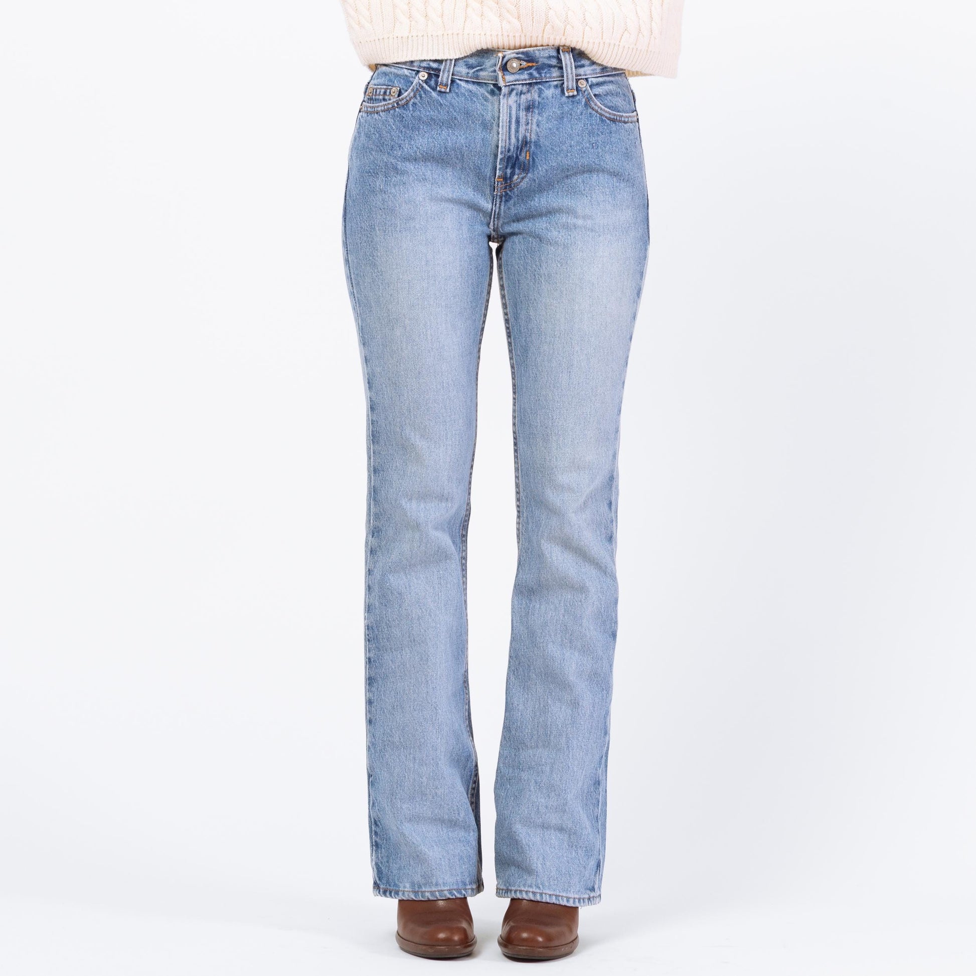 Vintage Y2K Light Wash Mid Rise Bootcut Jeans – Extra Small | 2000s Faded Denim Low Riders
