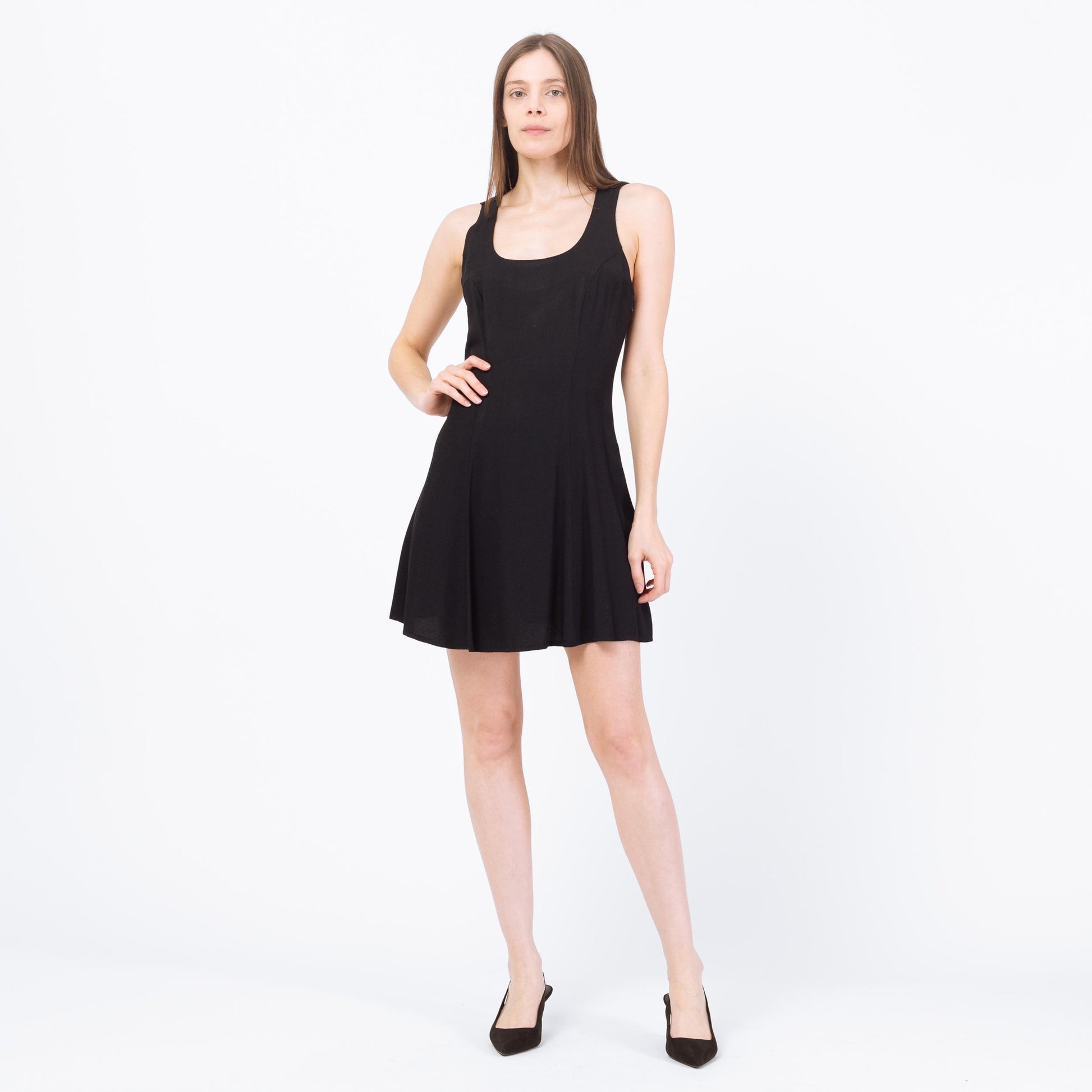 Vintage 90s Black Illusion Lace Back Mini Dress - Small | Floral Mesh LBD Party Dress