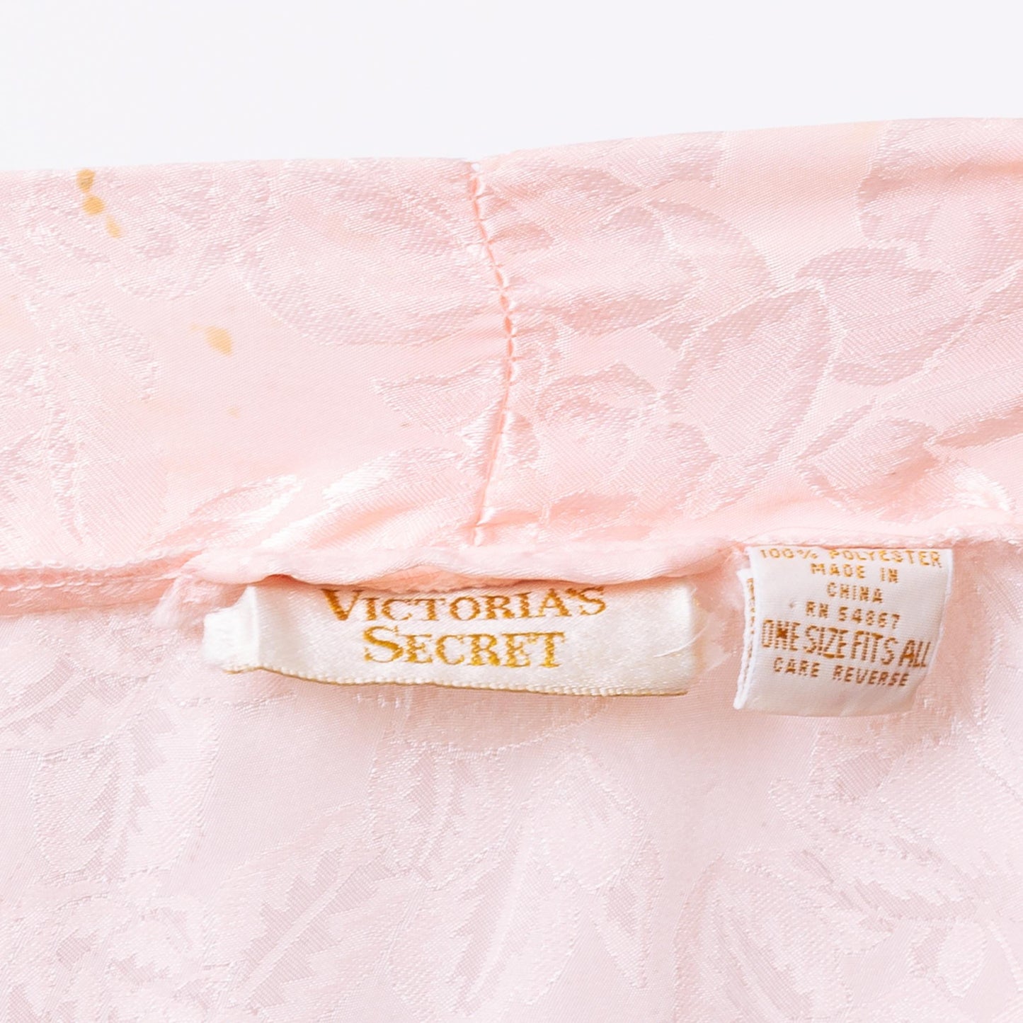 Vintage 90s Victoria's Secret Pink Jacquard Satin Robe - One Size | Floral Loungewear Mini Kimono
