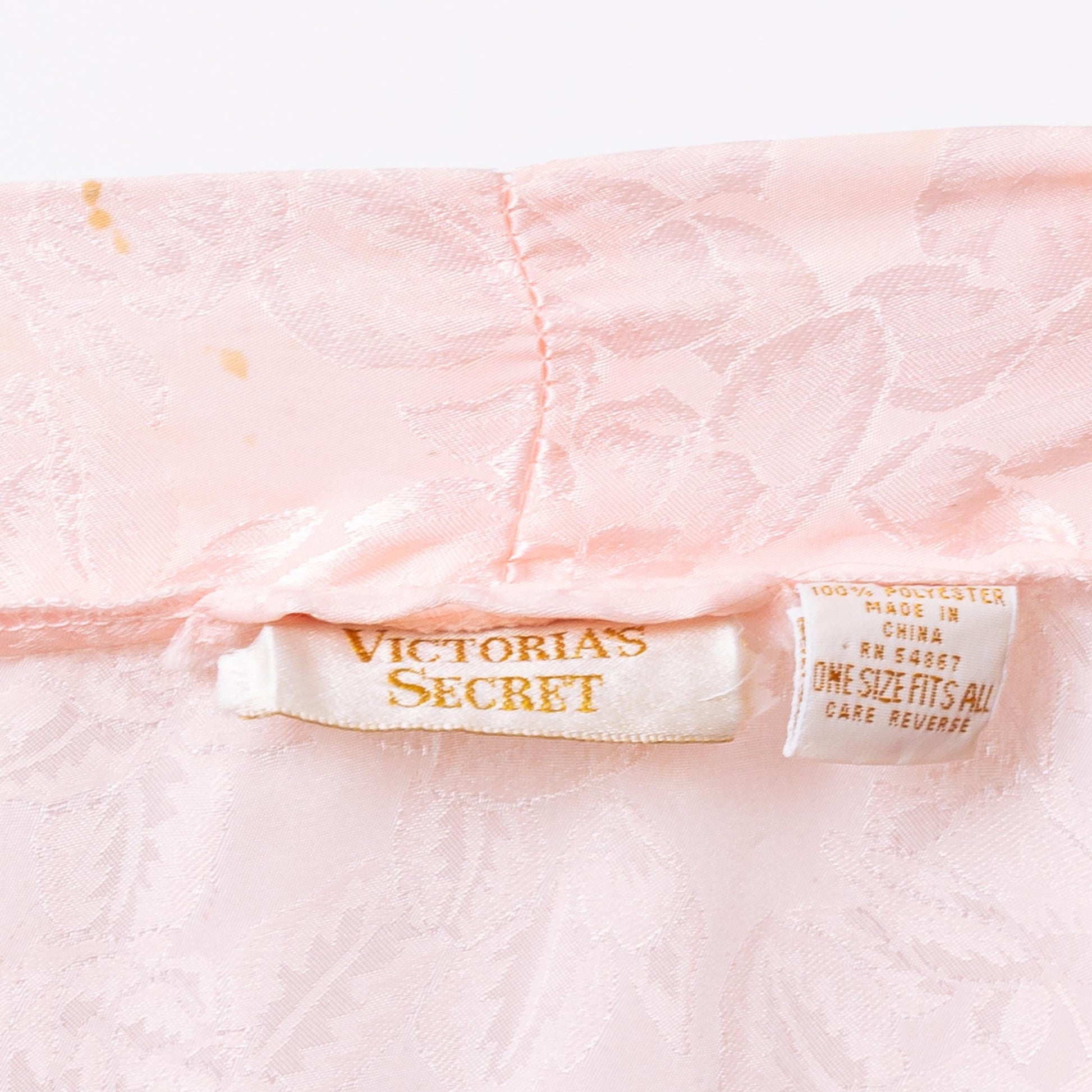 Vintage 90s Victoria's Secret Pink Jacquard Satin Robe - One Size | Floral Loungewear Mini Kimono