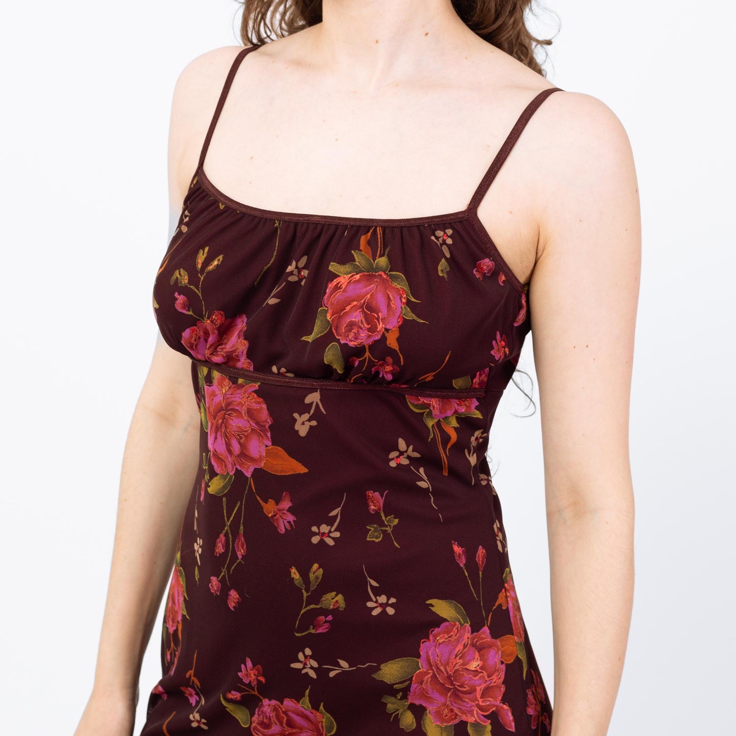 90s Dark Floral Babydoll Mini Dress - Medium to Large