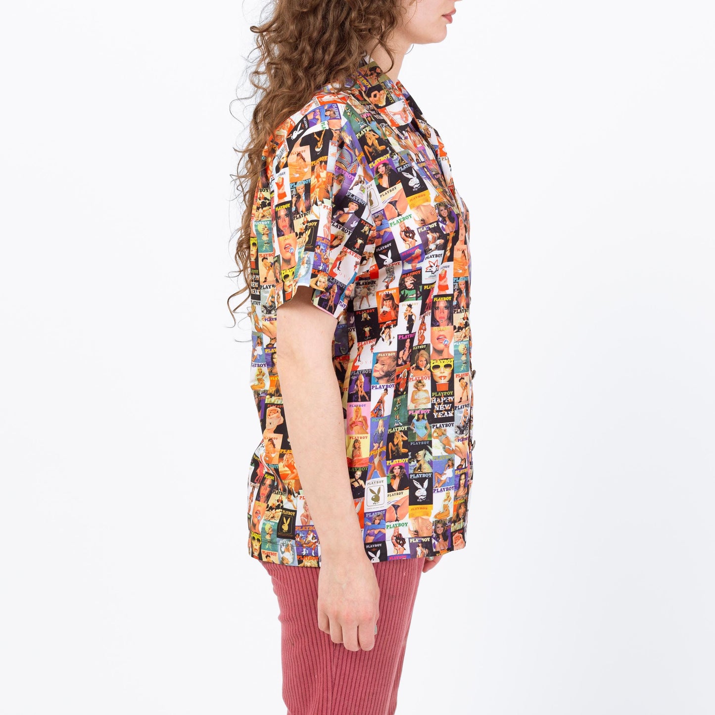 Vintage 90s Playboy Magazine All Over Print Shirt - Men's Medium