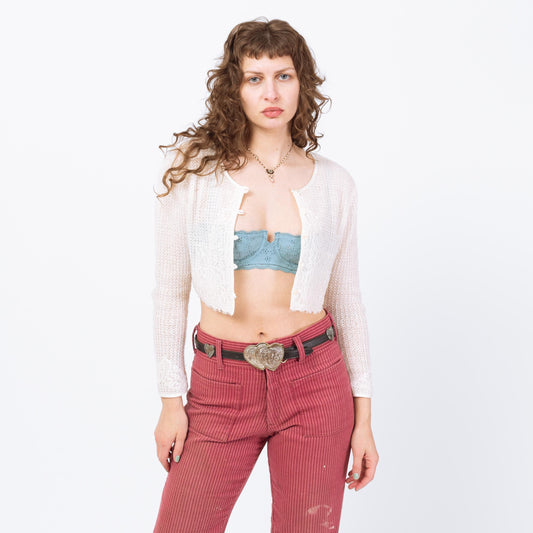 Vintage 90s Victoria's Secret White Soft Knit Crop Top - Small