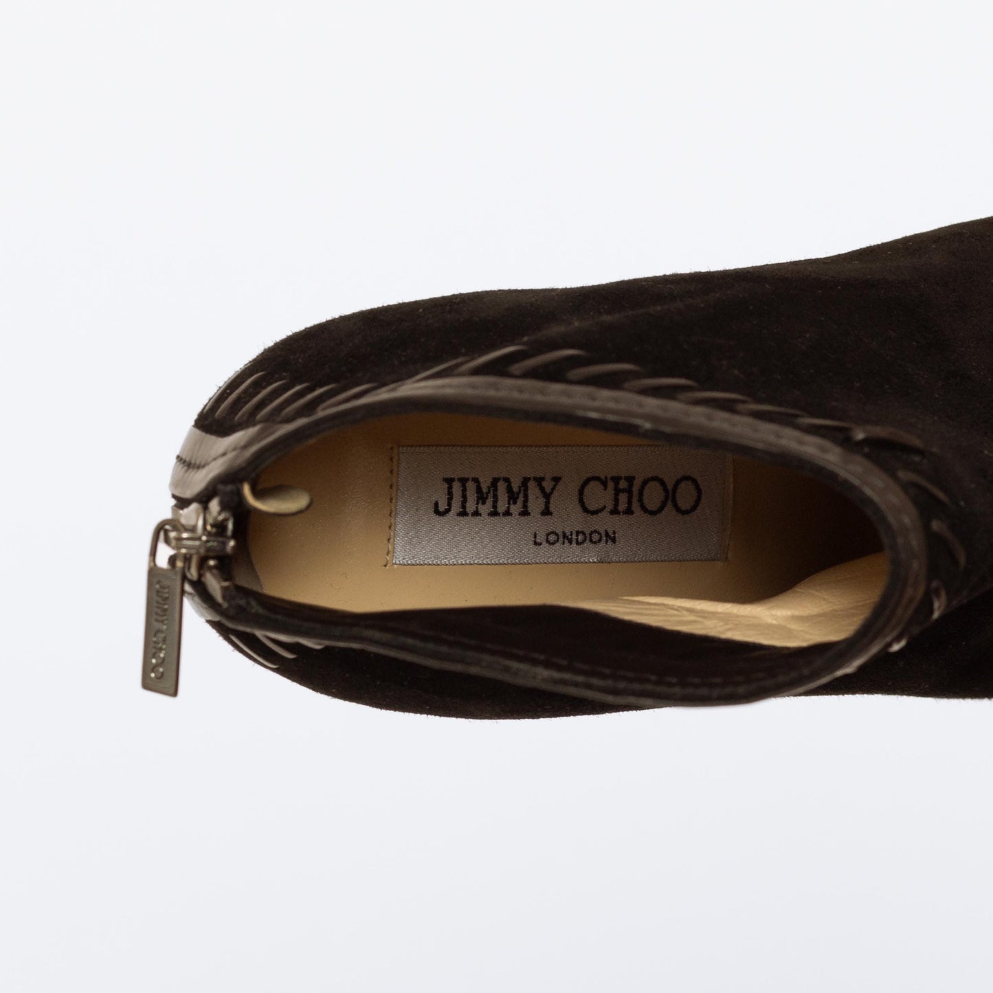 Jimmy Choo Black Suede Evans Ankle Booties - Size 36.5 | Designer Leather Whipstitch Platform Heels