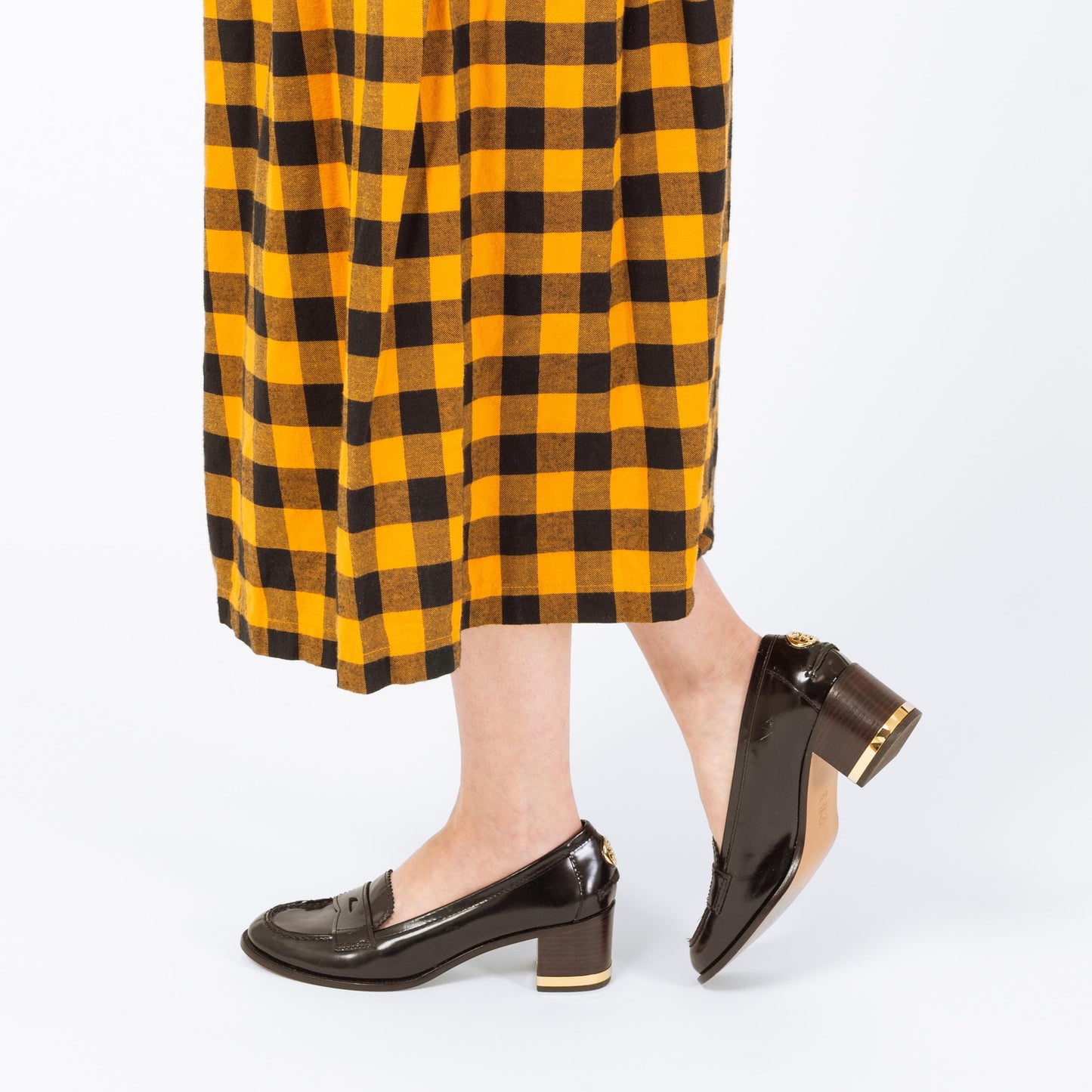 Tory Burch Black Leather Penny Loafer Pumps - Size 8.5 | Designer Logo Slip On Heels