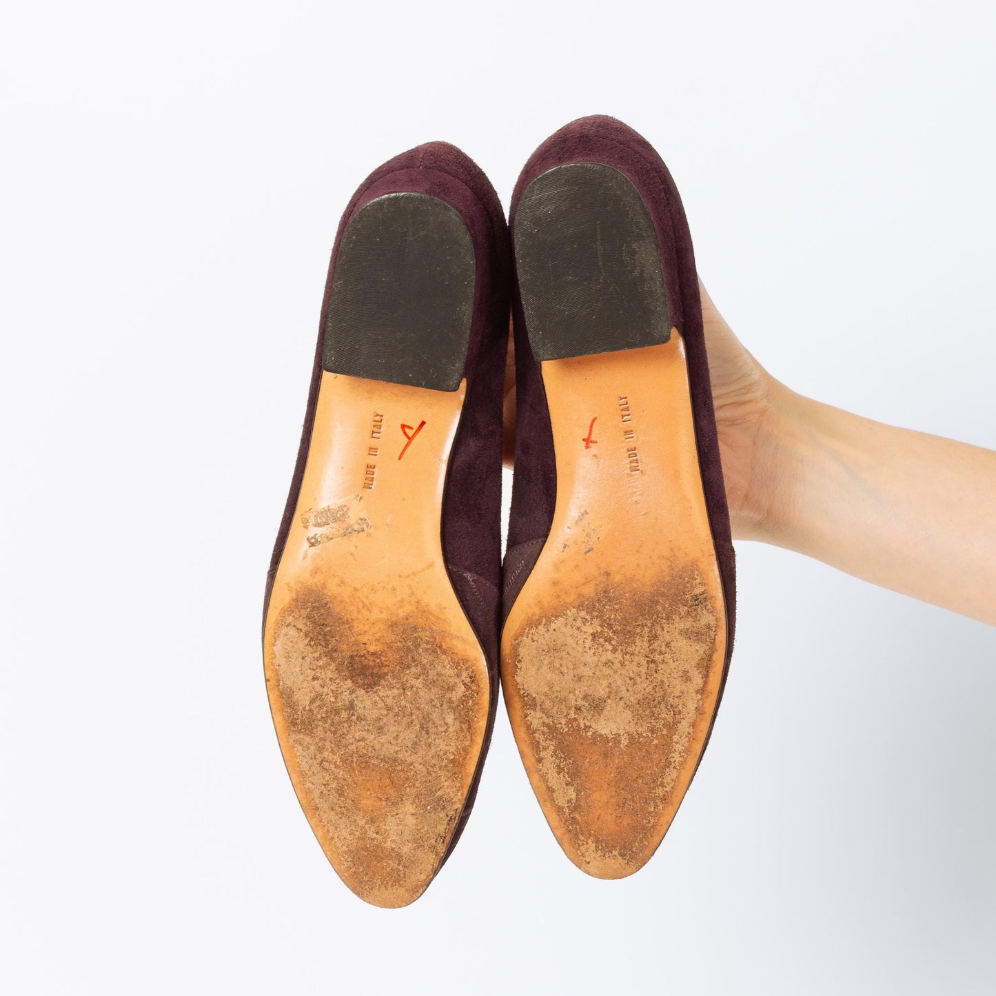 Vintage Ferragamo 90s Plum Suede Quilted Loafers - Size 5 | Designer Slip On Leather Shoes