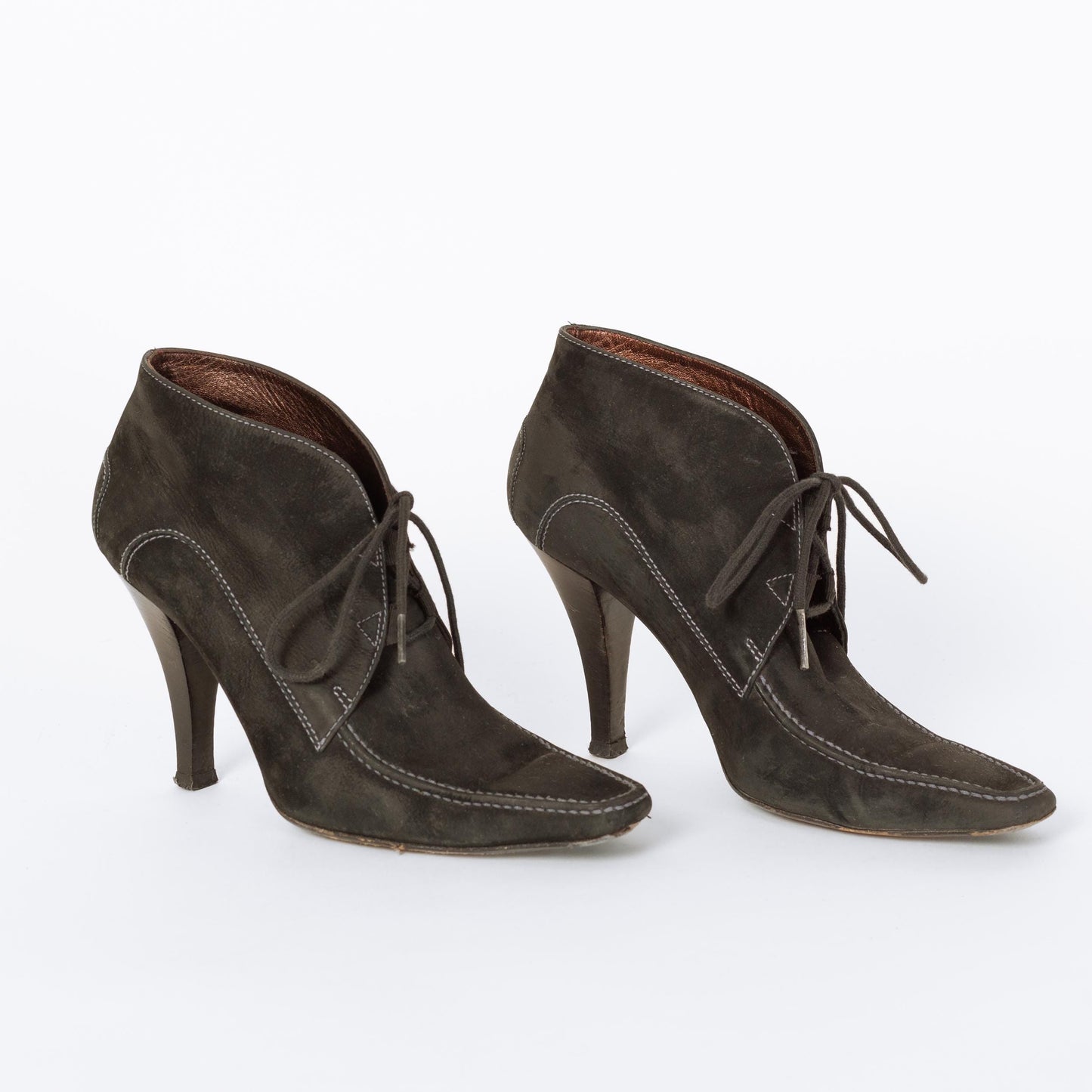 Vintage Tod's Witchy Black Suede Heeled Booties - Size 8-8.5 | Y2K Designer Lace Up Pumps