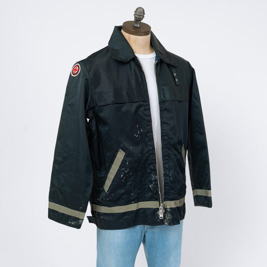 Vintage 70s Red Cross Uniform Jacket - Large, Size 44 | Distressed Zip Up Windbreaker Coat