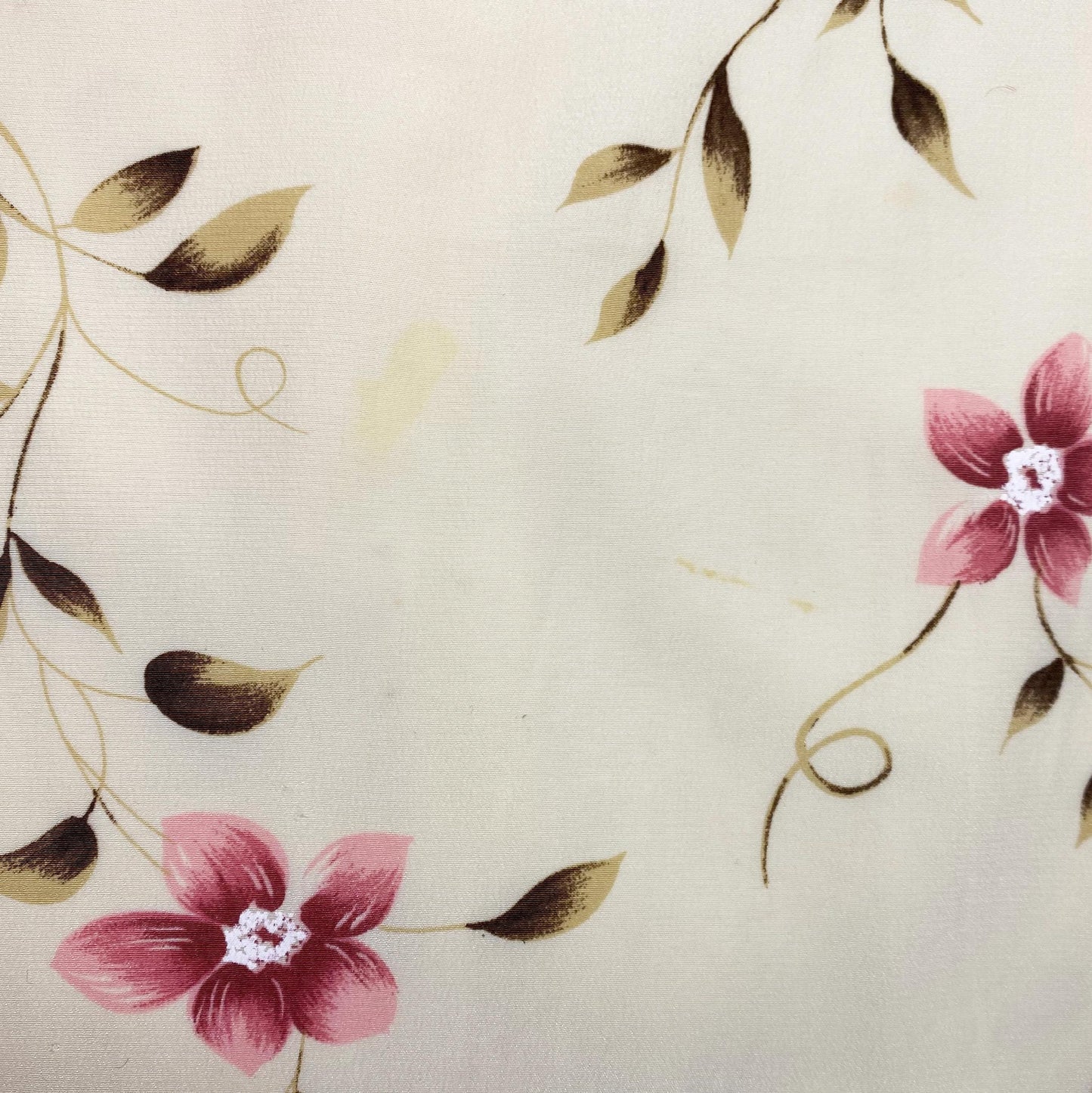 Vintage 90s Cream Silk Floral Midi Skirt - Extra Small, 24" | Boho High Waisted A Line Skirt