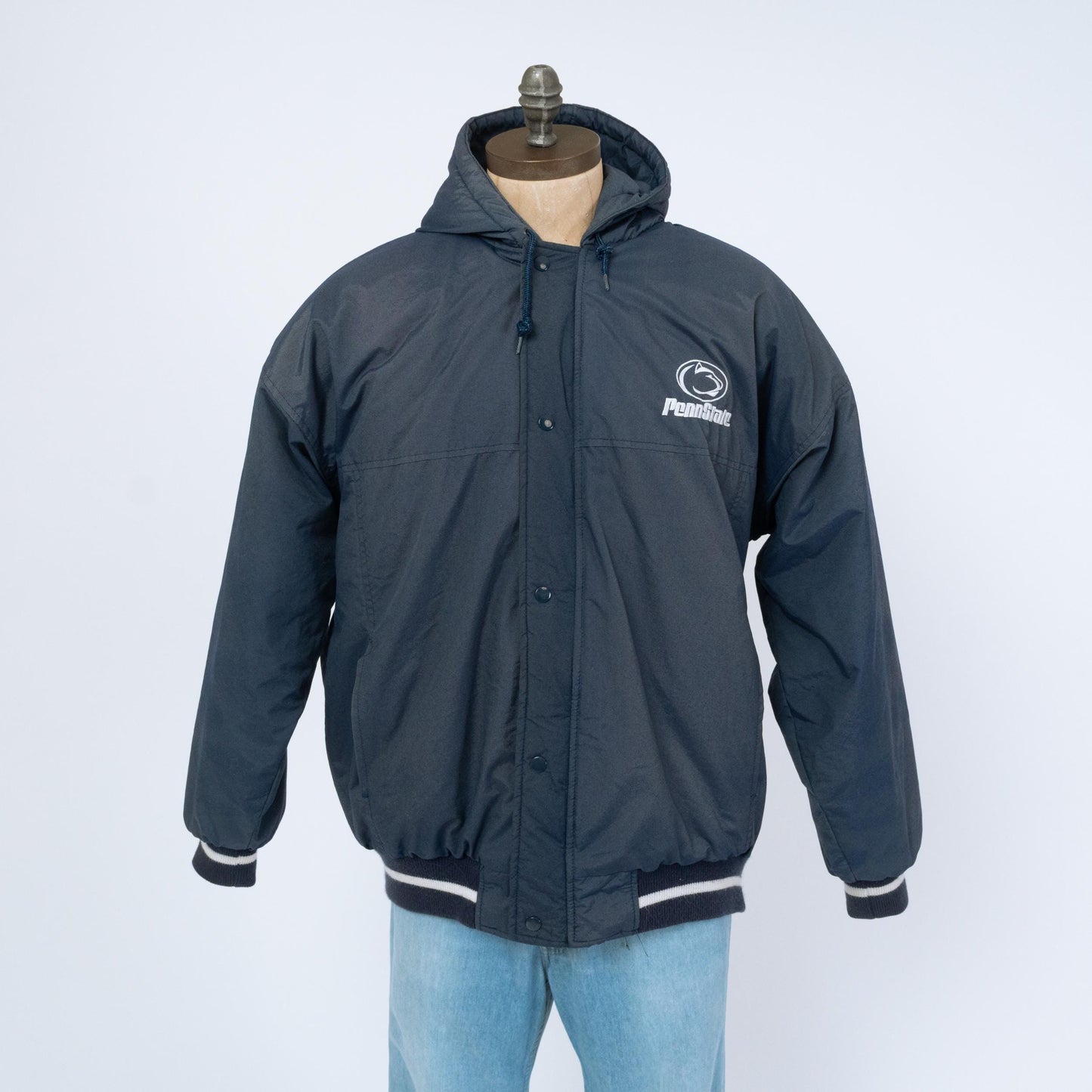 Vintage 90s Penn State Starter Jacket - Large | Oversize University Hooded Puffy Winter Coat