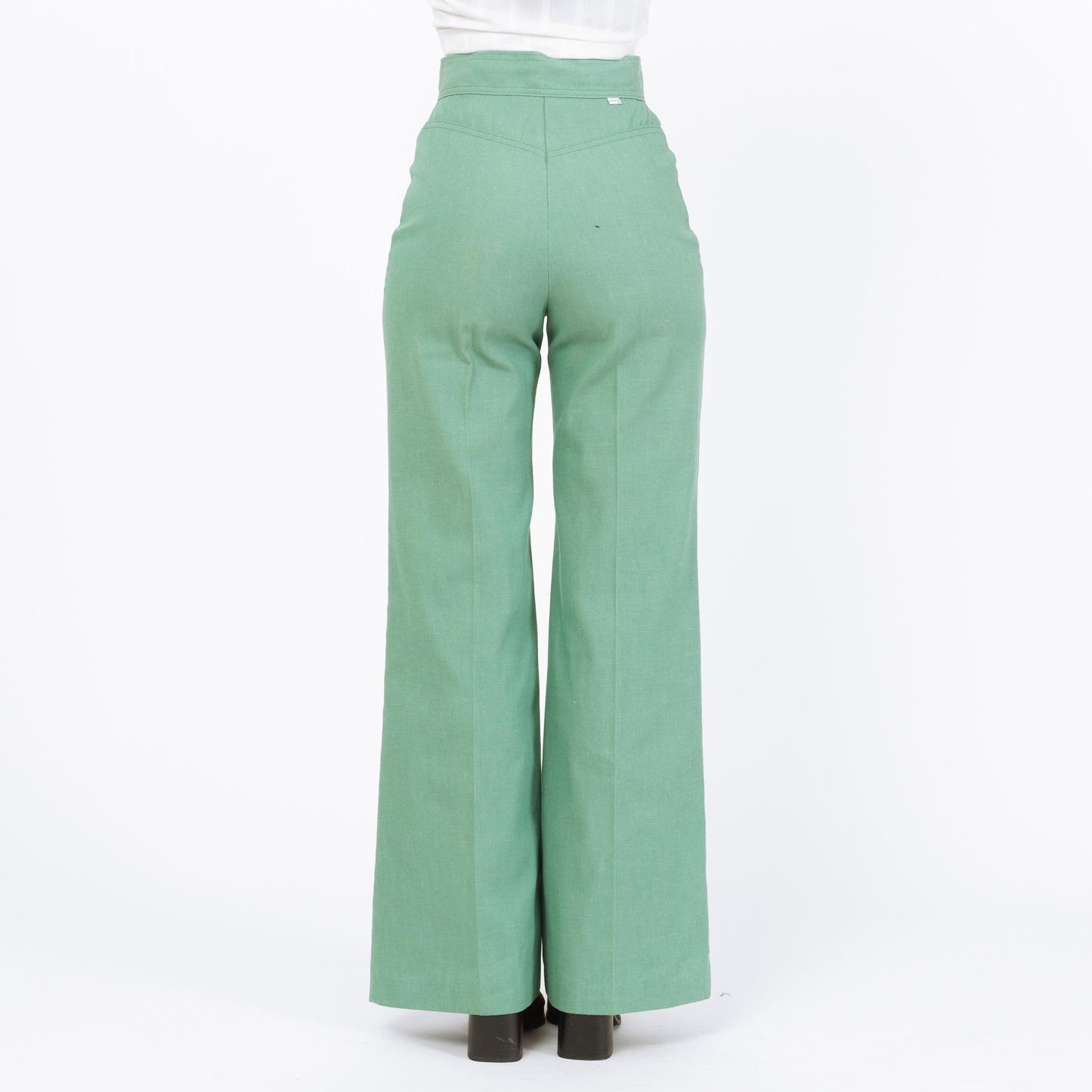 Vintage 70s Levi's Mint Green Flared Pants - Small, 26" Waist | High Rise Yoked Bell Bottoms