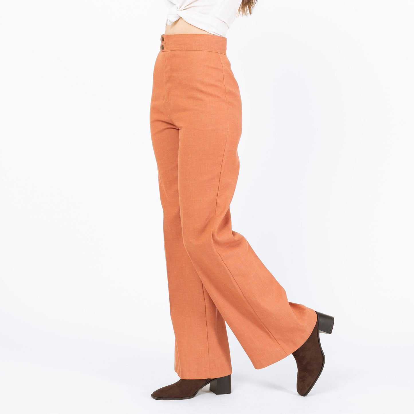 Vintage 70s Levi's Orange Flared Pants - Extra Small, 25" Waist | High Rise Yoked Bell Bottoms