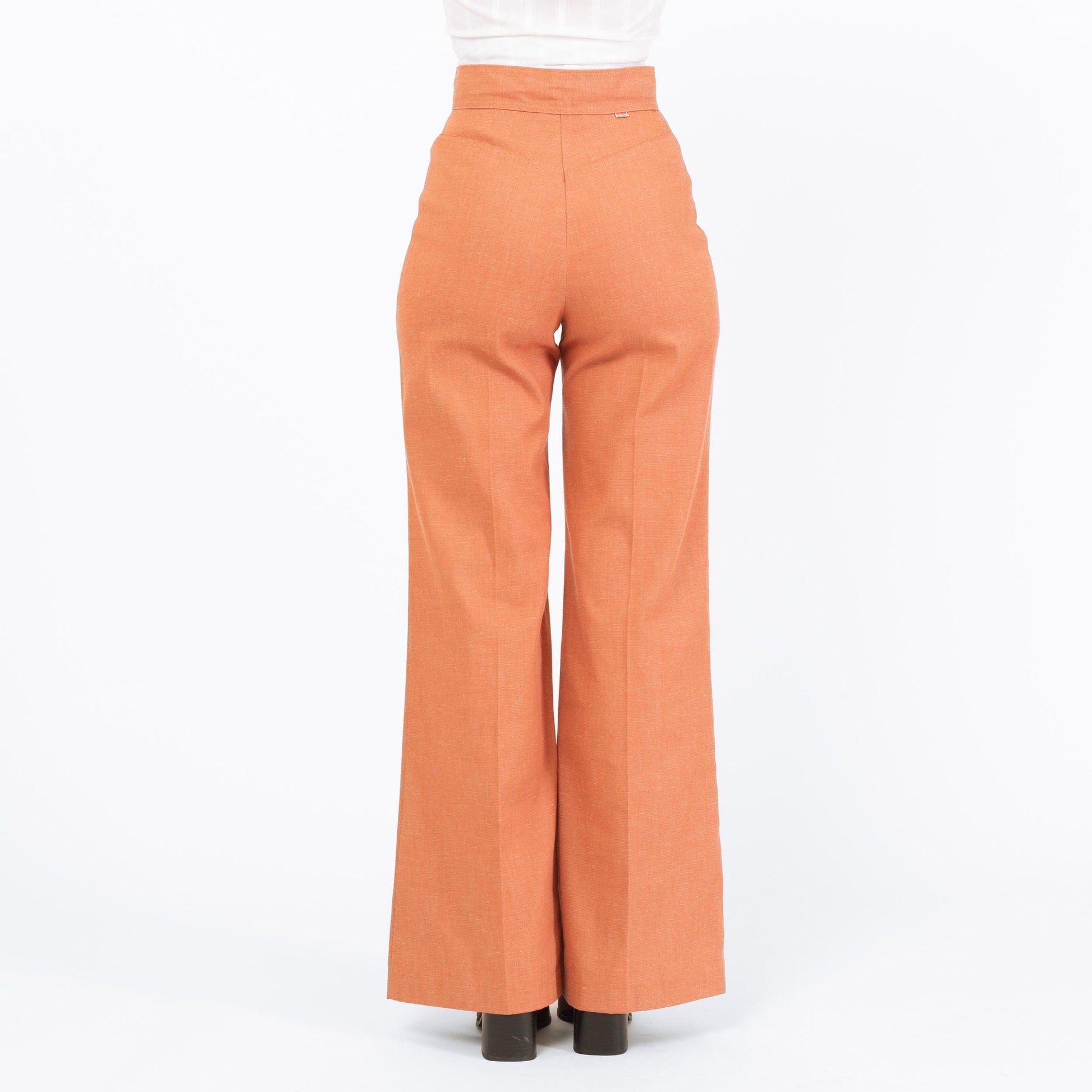 Vintage 70s Levi's Orange Flared Pants - Extra Small, 25" Waist | High Rise Yoked Bell Bottoms