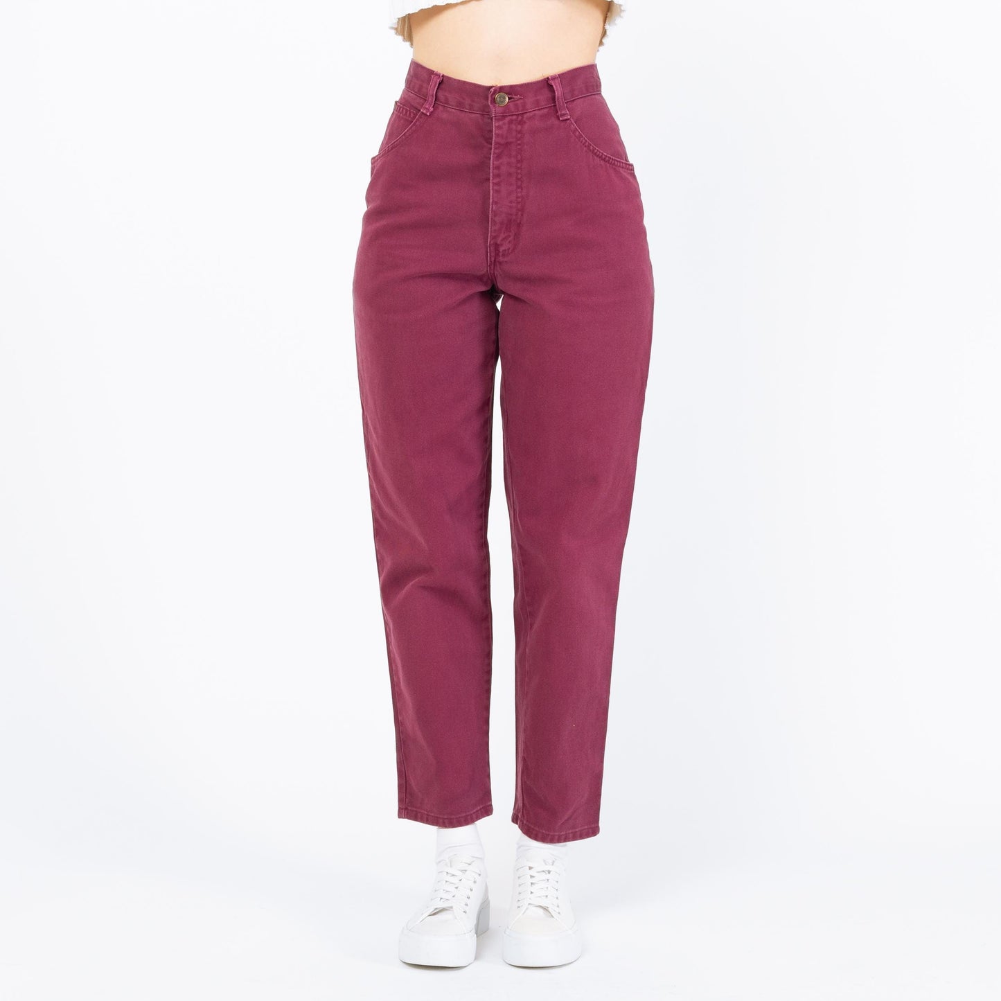 Vintage 90s Wine Red High Rise Jeans - Extra Small, 25" Waist | Denim Slim Straight Leg Mom Jeans