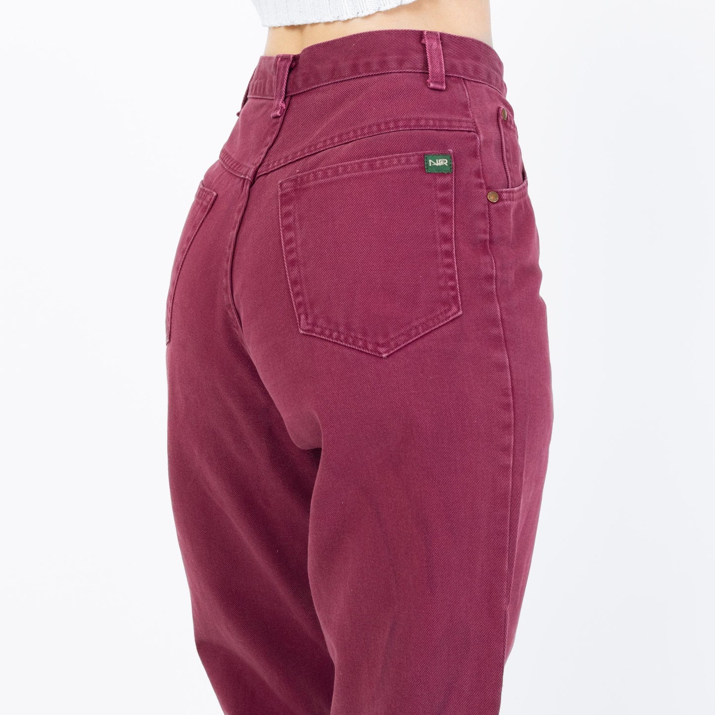 Vintage 90s Wine Red High Rise Jeans - Extra Small, 25" Waist | Denim Slim Straight Leg Mom Jeans