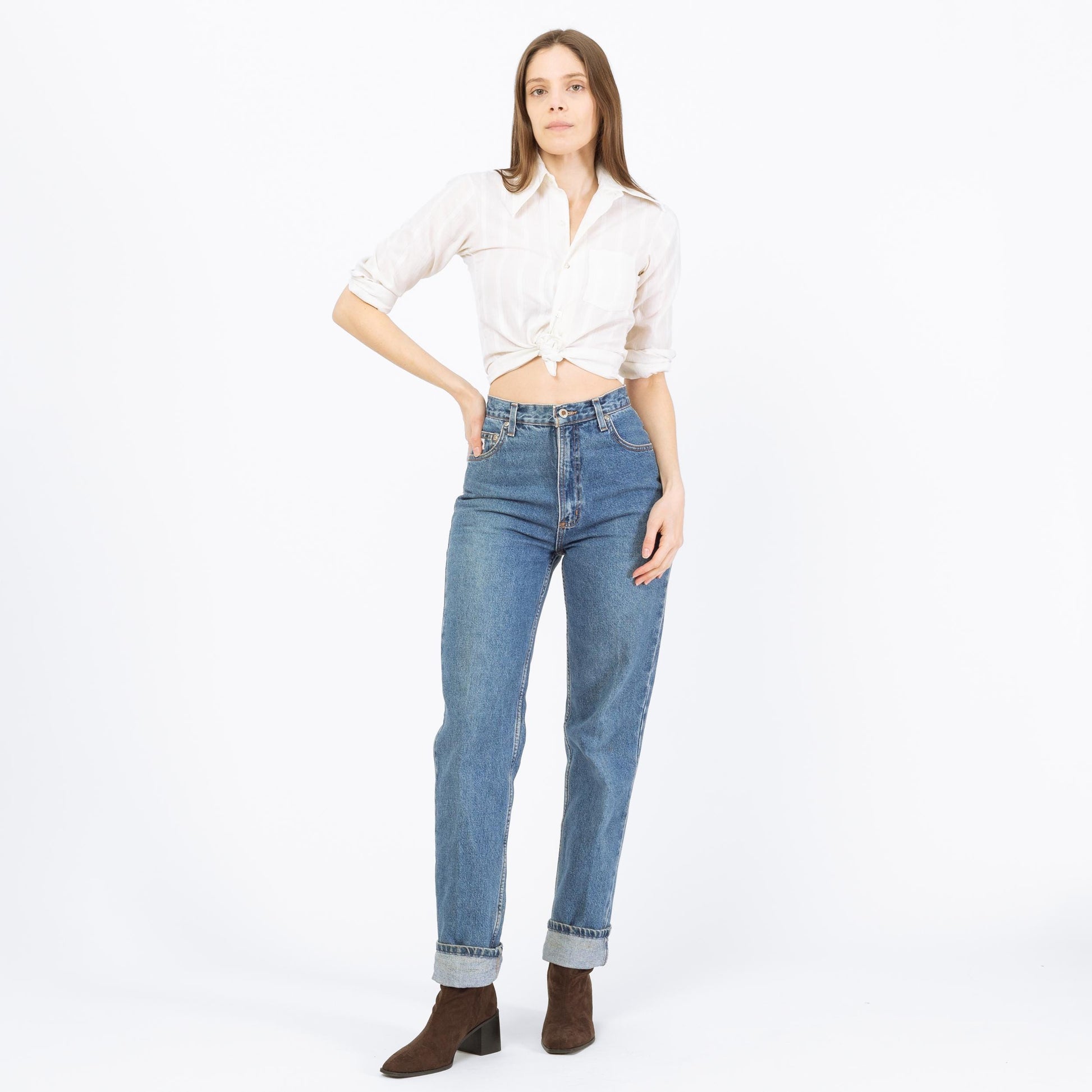 Vintage 90s Rockies High Waisted Jeans - Extra Small Long, 25" Waist | Denim Slim Tapered Leg Mom Jeans