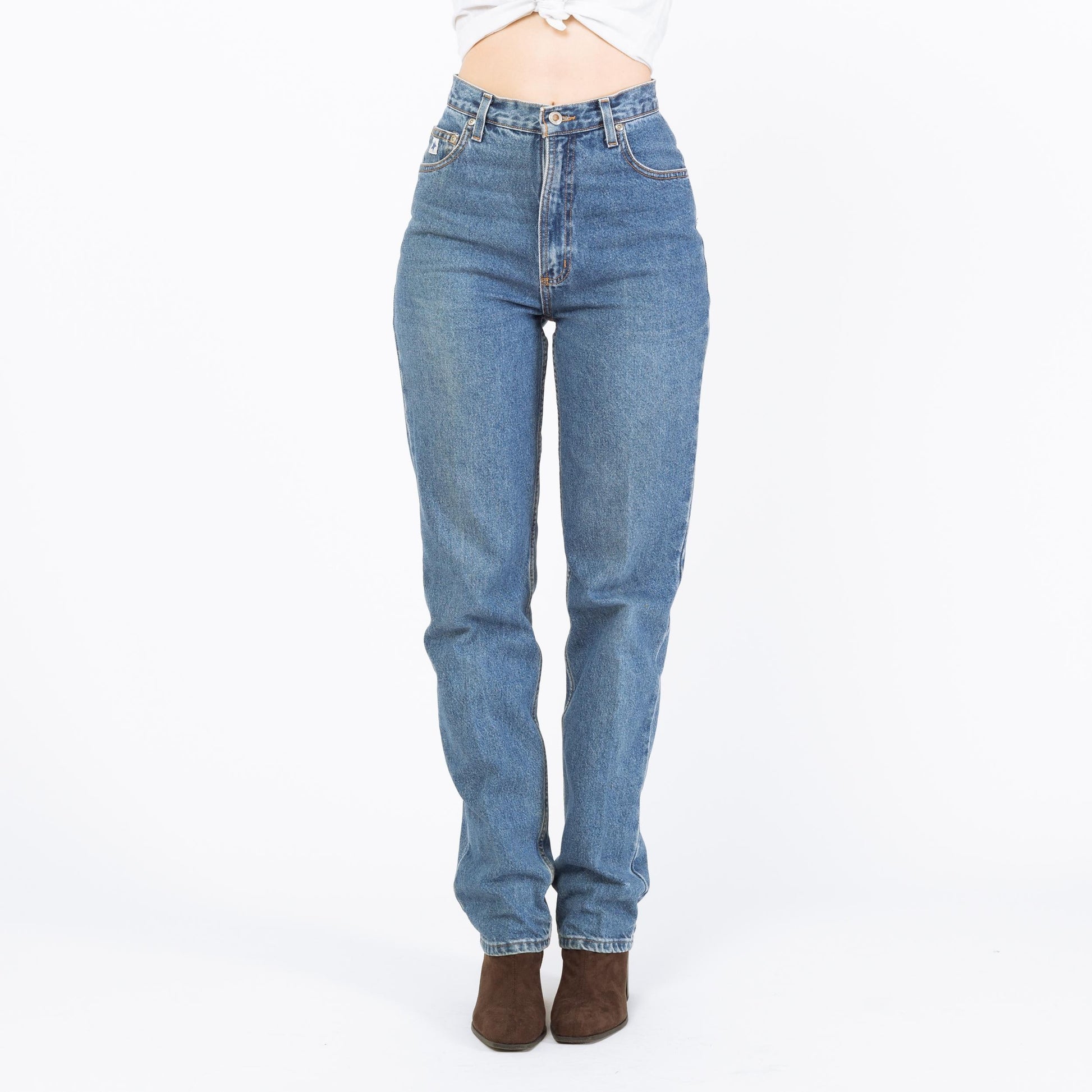 Vintage 90s Rockies High Waisted Jeans - Extra Small Long, 25" Waist | Denim Slim Tapered Leg Mom Jeans