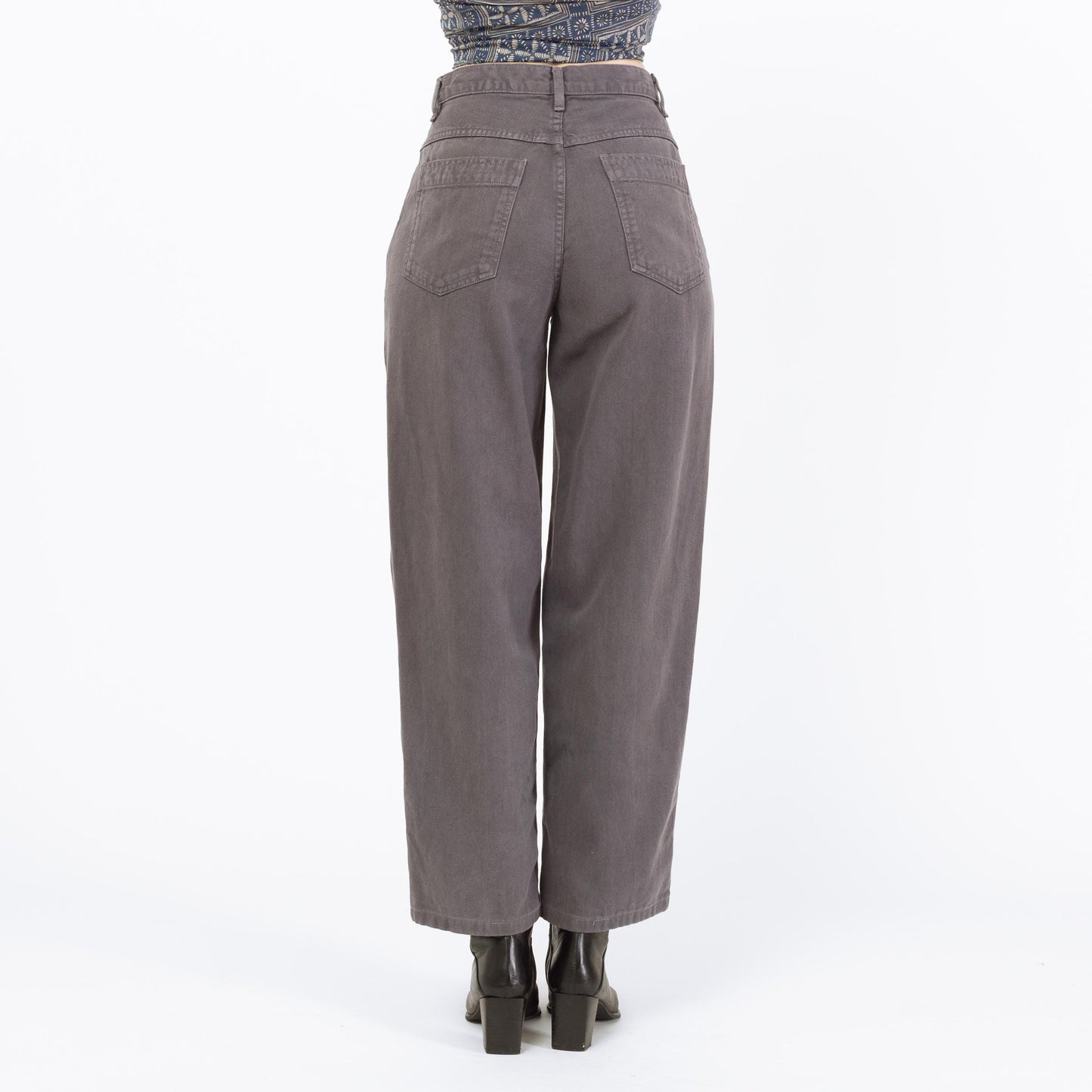 Vintage Y2K Grey Straight Leg Loose Fit Jeans - Small, 27" Waist | Vintage High Waisted Denim Cropped Ankle Jeans