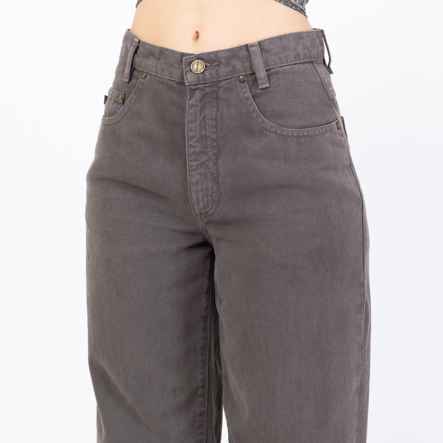 Vintage Y2K Grey Straight Leg Loose Fit Jeans - Small, 27" Waist | Vintage High Waisted Denim Cropped Ankle Jeans